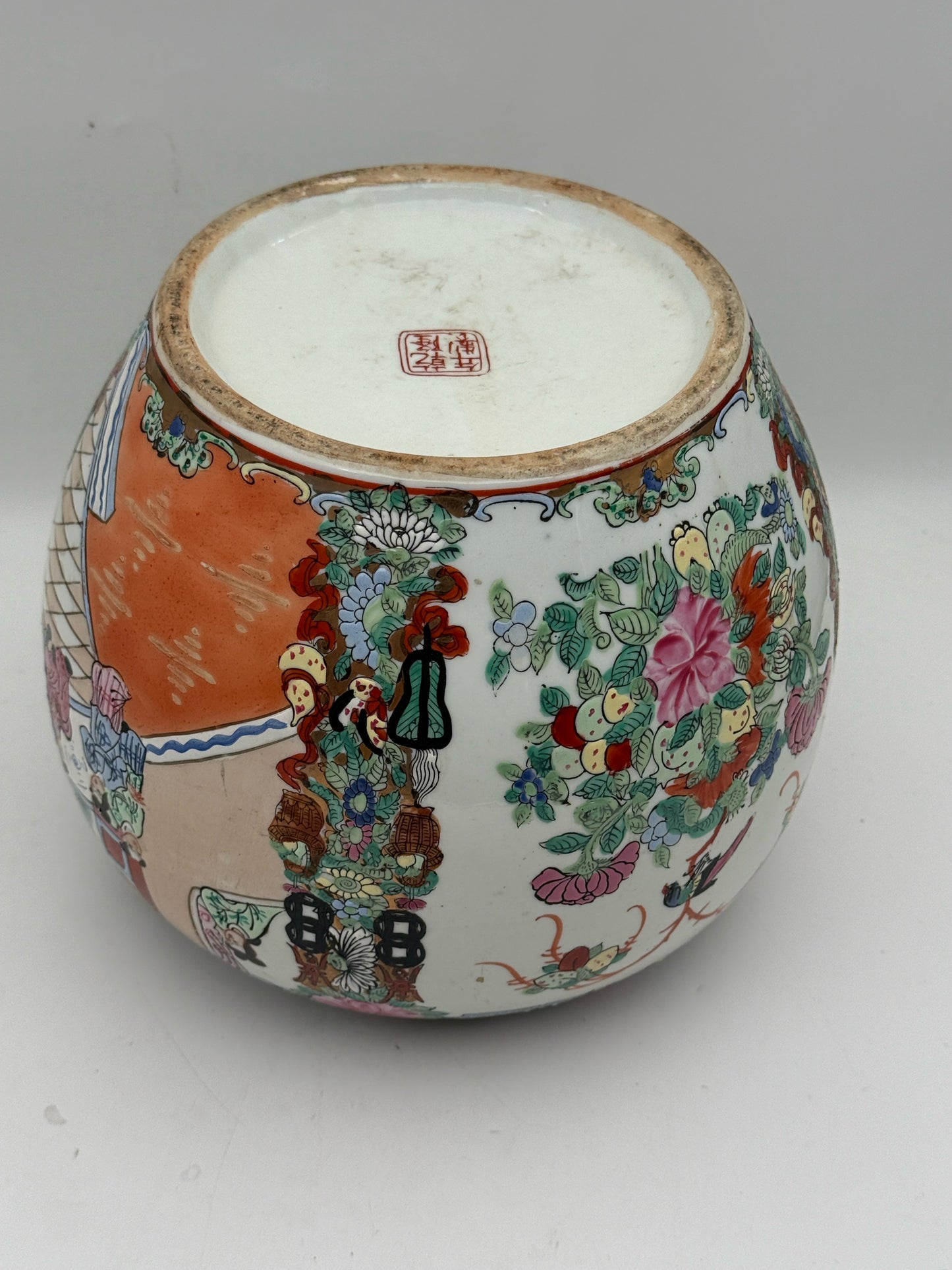 Vintage Chinese Famille Rose Vase With Stand