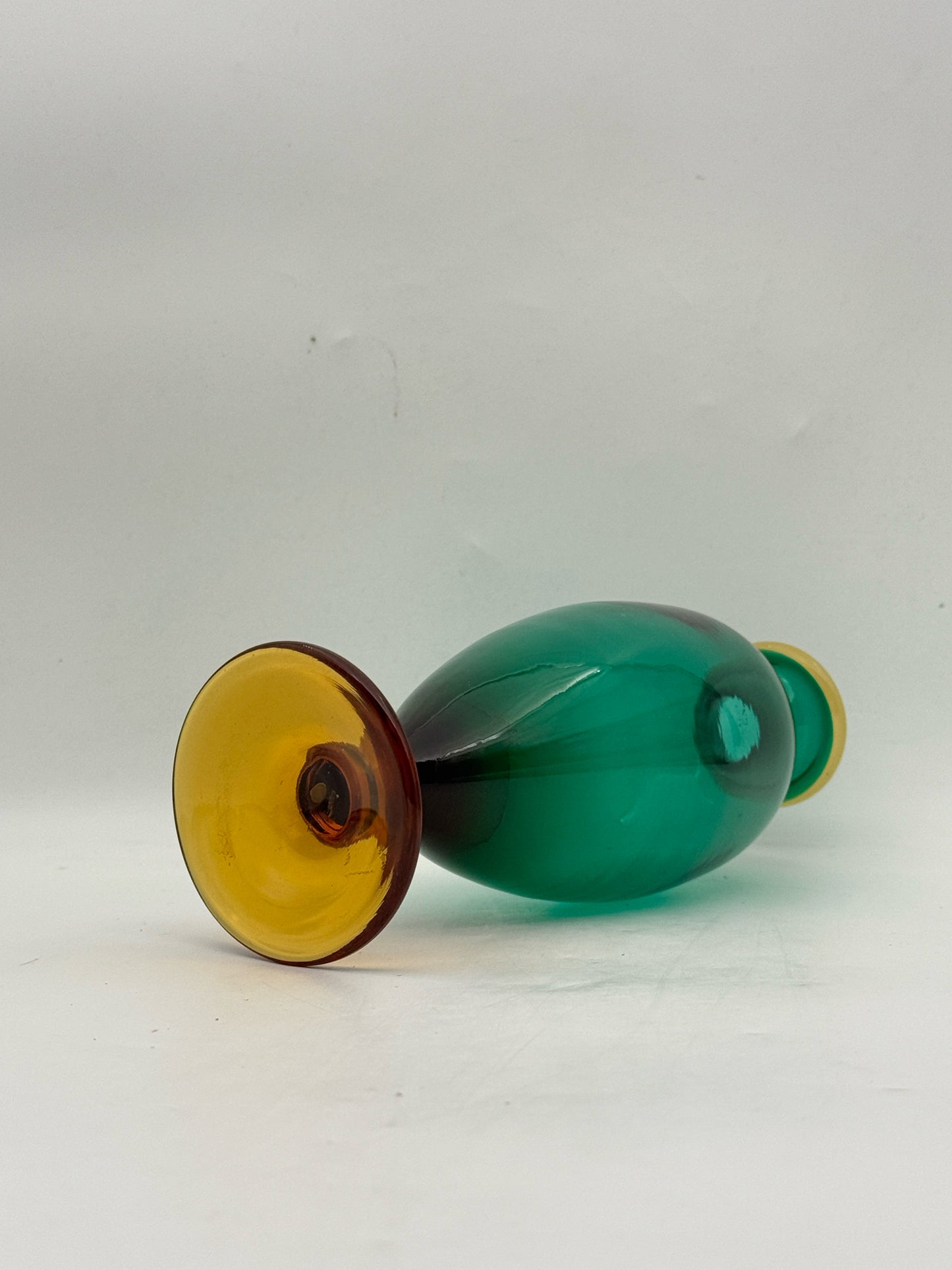 Yellow And Green Art Glass Vase
