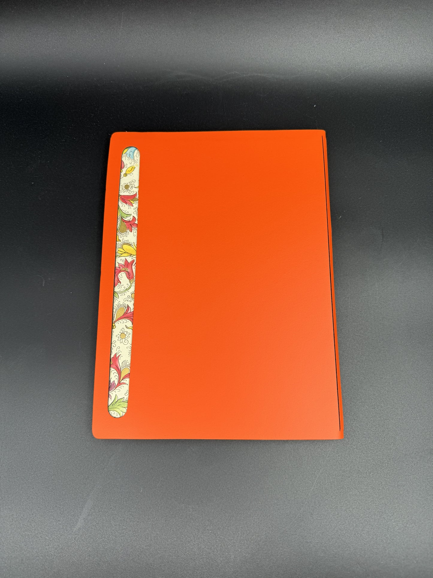 Florentia Italian Notepad Folder – Orange Cover with Decorative Marbled Spine