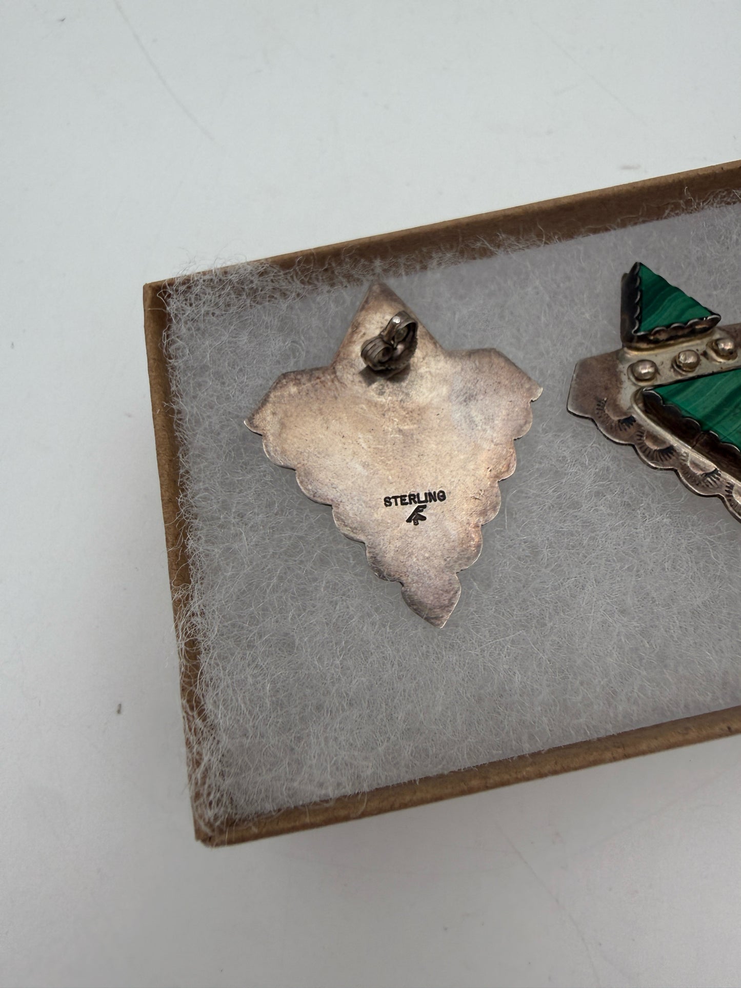 Sterling Silver Post Earrings With Green Stones