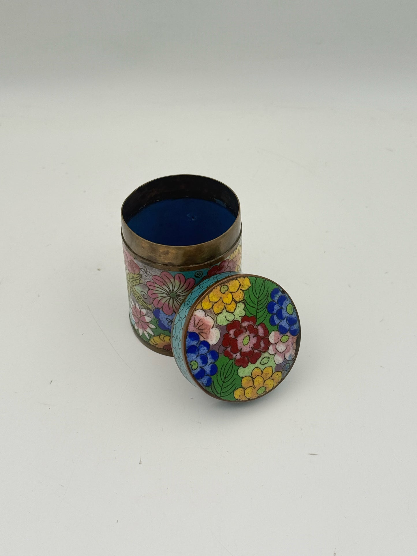 Vintage Cloisonne Cylindrical Box