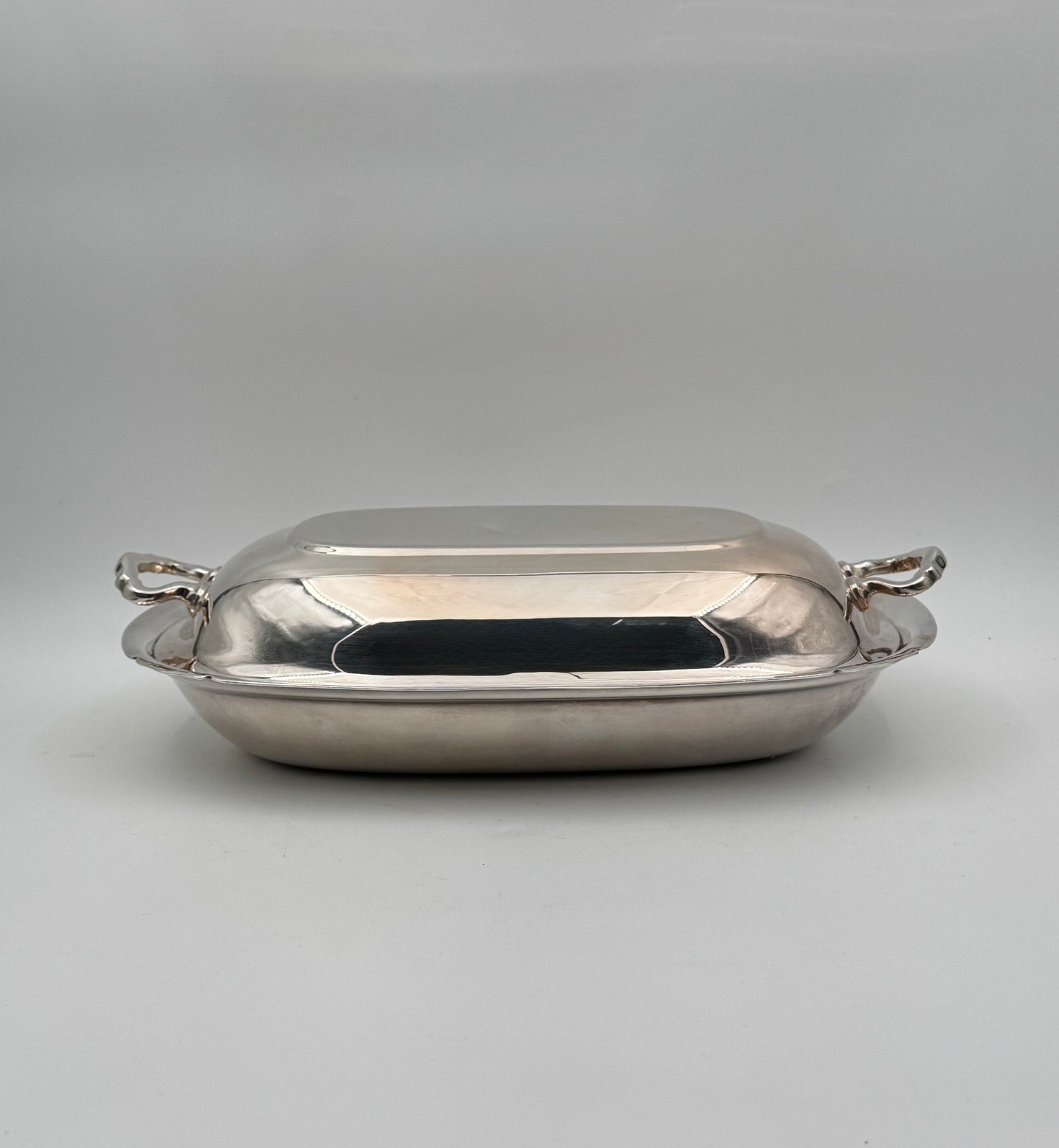 Silverplate Rectangular Covered Serving Dish with Side Handles