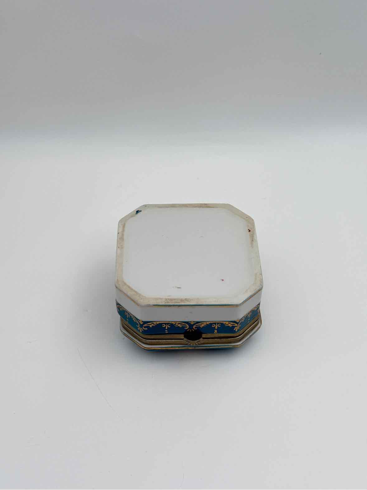 Vintage Turquoise Floral Trinket Box