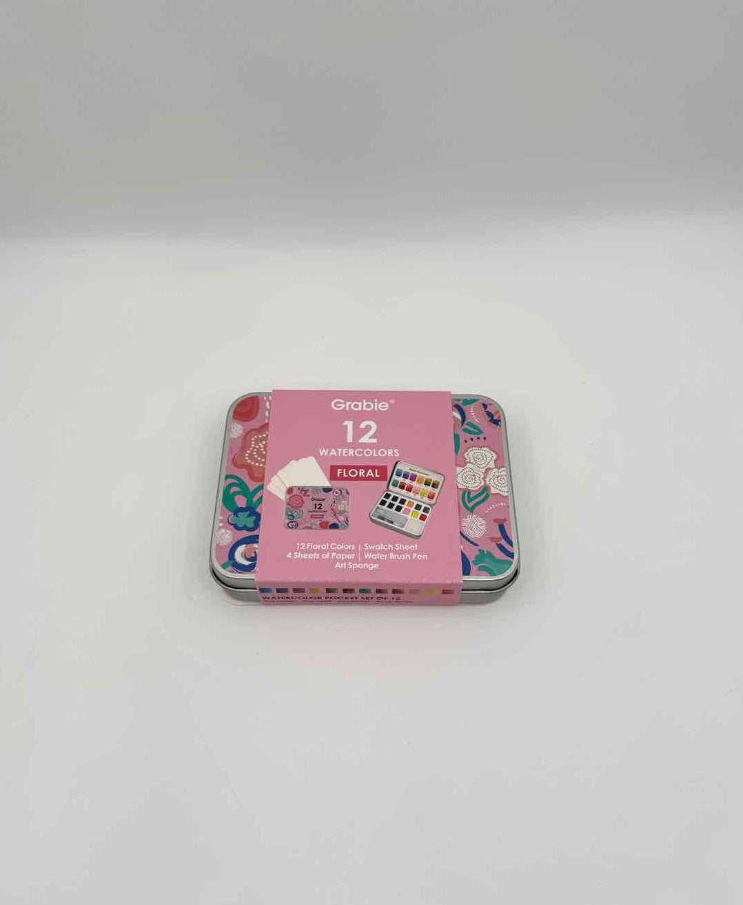 Grabie Watercolor Pocket Set of 12 – Floral Colors Travel Paint Kit