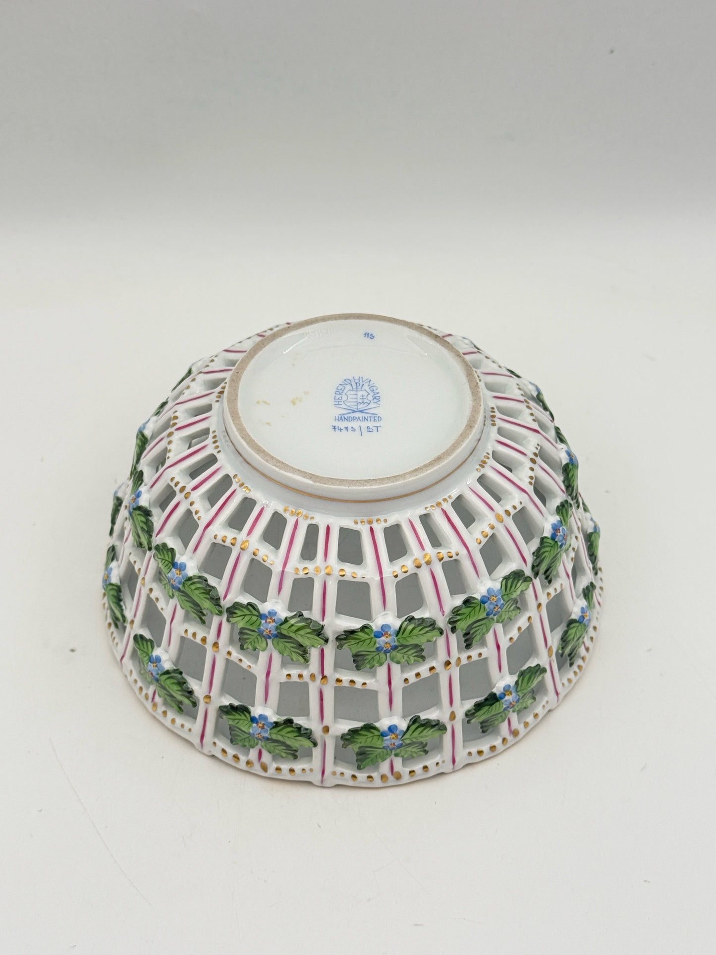Herend Rothschild Pierced Ceramic Bowl