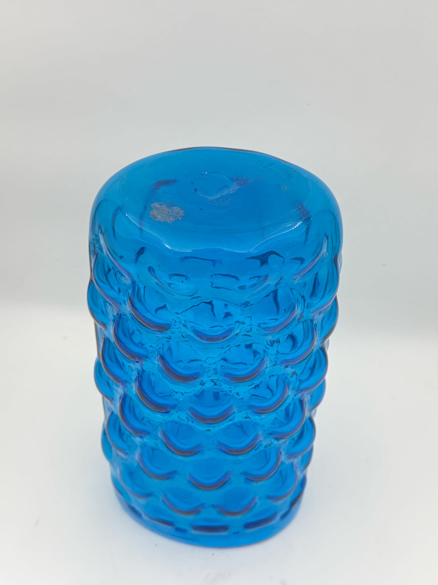 Vintage 1960's Blenko Blue Bubble Glass Vase