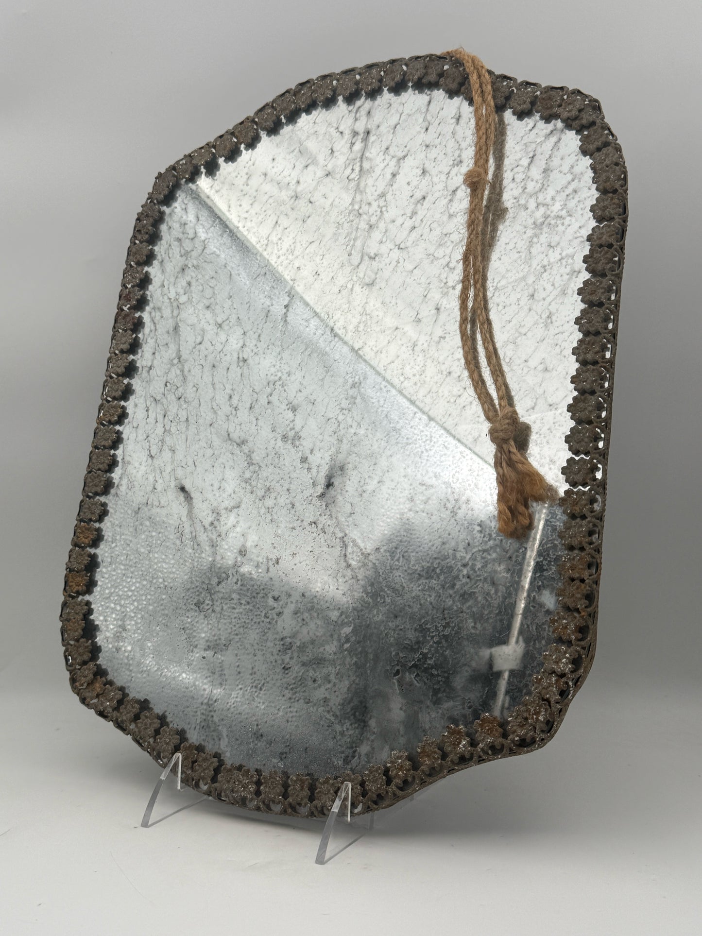 Distressed Metal Frame Mirror