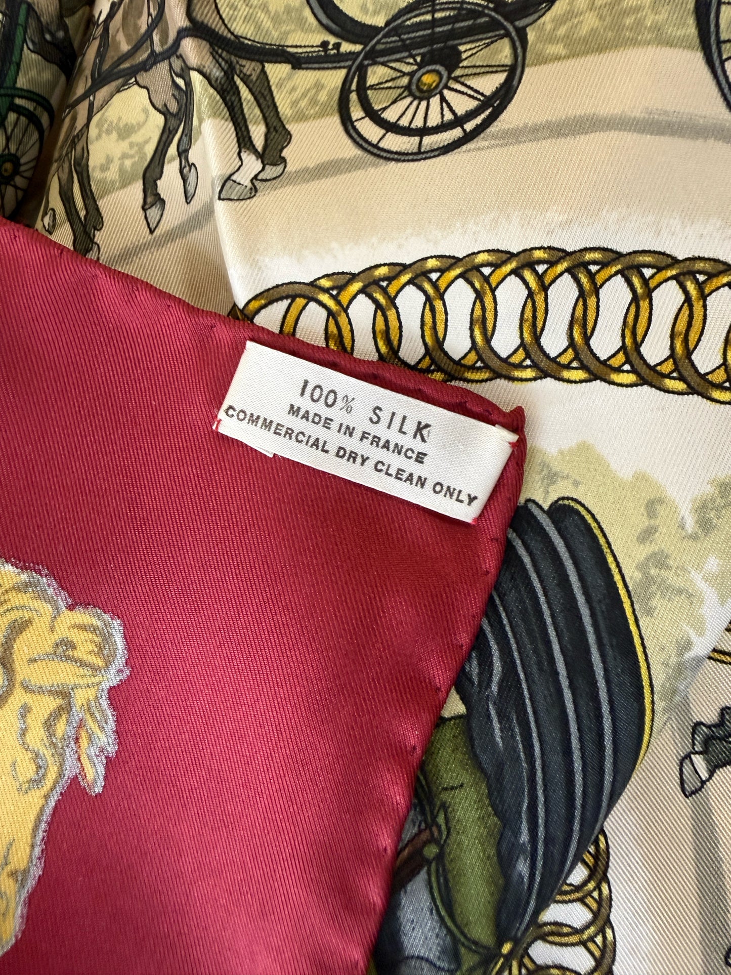 Hermès Silk Scarf “La Promenade de Longchamps” Philippe Ledoux Red