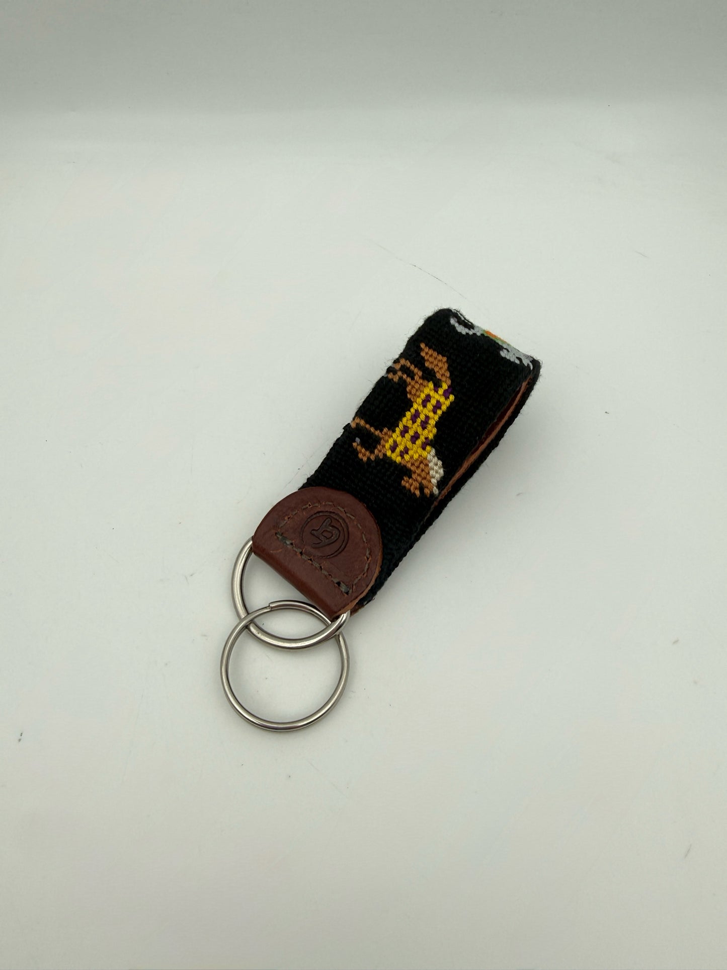 Needlepoint Keychain- Horse Racing