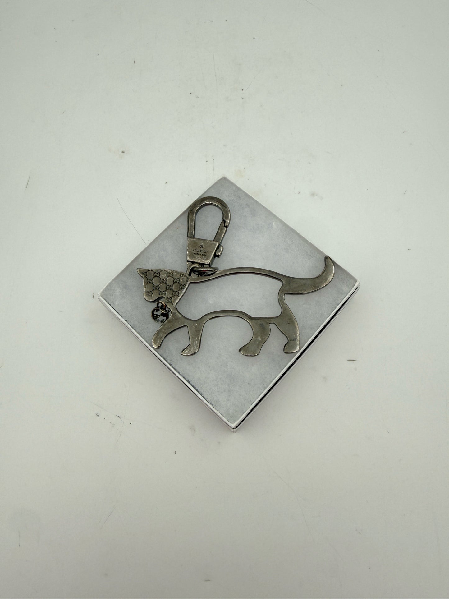 Gucci Orange Enamel Cat Keychain