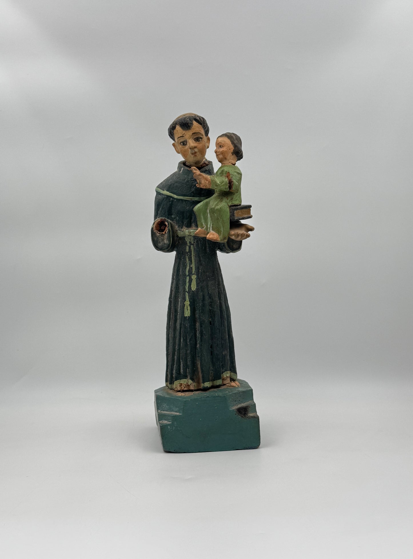 Carved Santos – St. Anthony with Baby Christ on Bible, Latin American c.1900