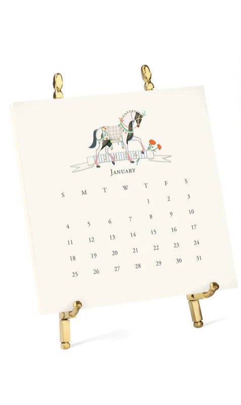 Karen Adams "2026 Boxed Floral Calendar" with Easel – Hand-Glittered & Foil Accents