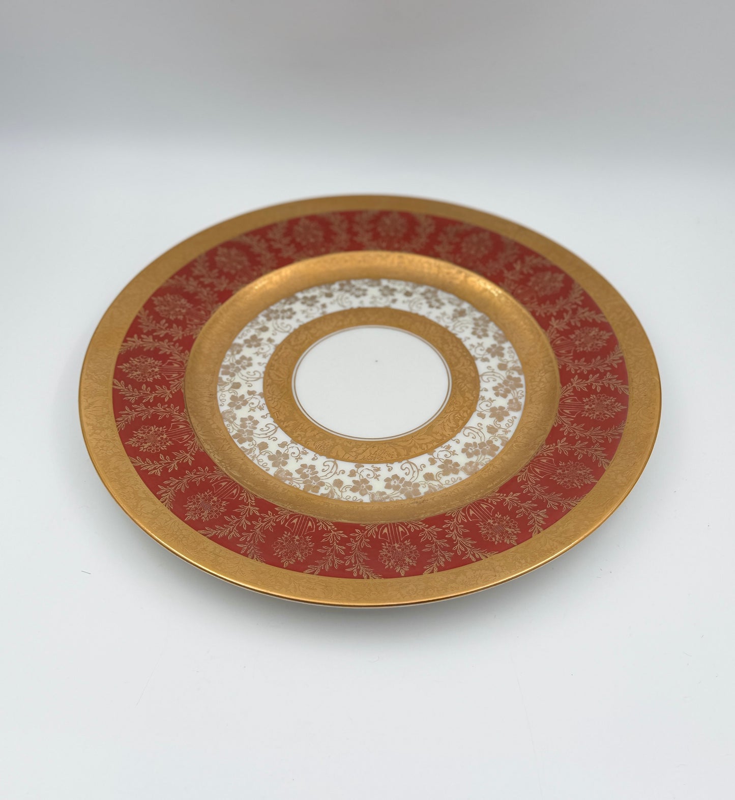 Limoges France Decorative Plate – Burnt Orange & Gold