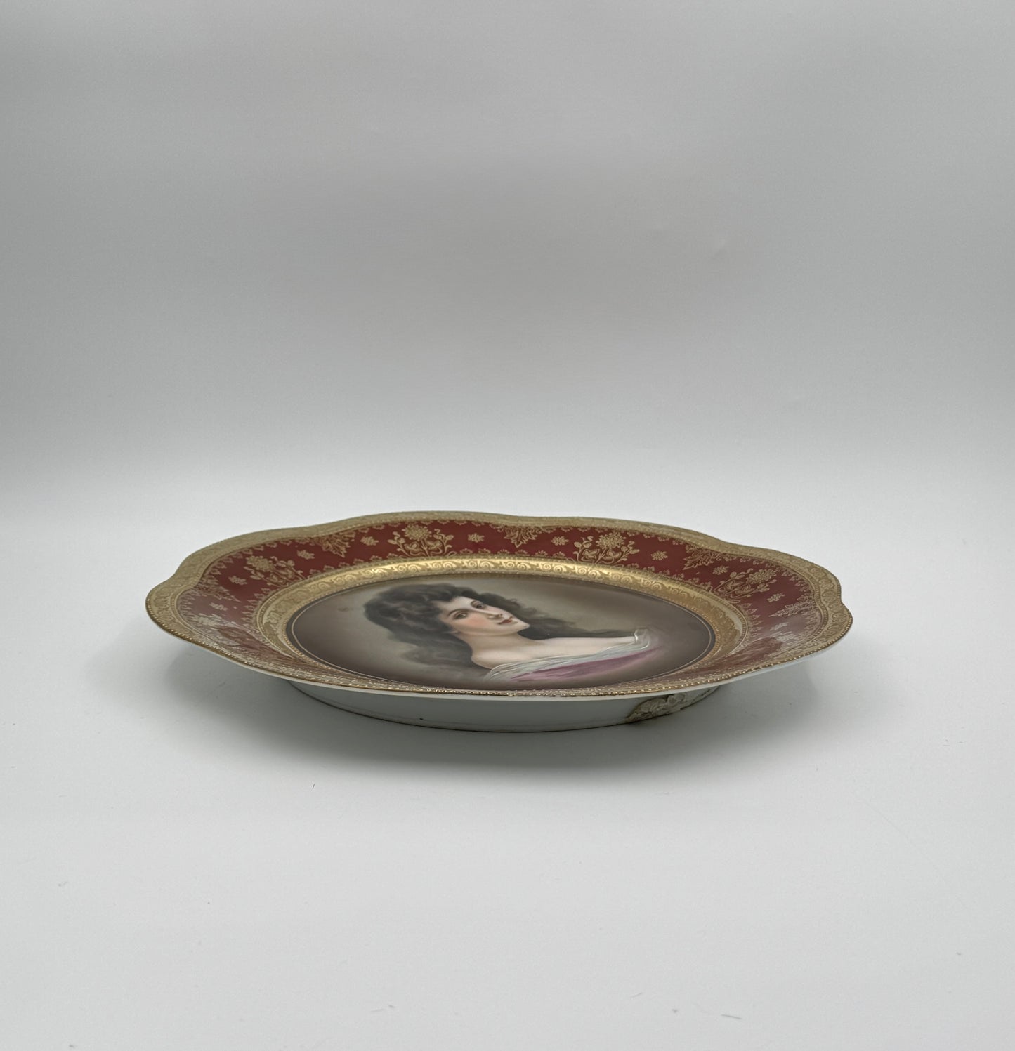 Vienna – Cabinet Plate with Portrait of Young Woman and Red & Gold Rim