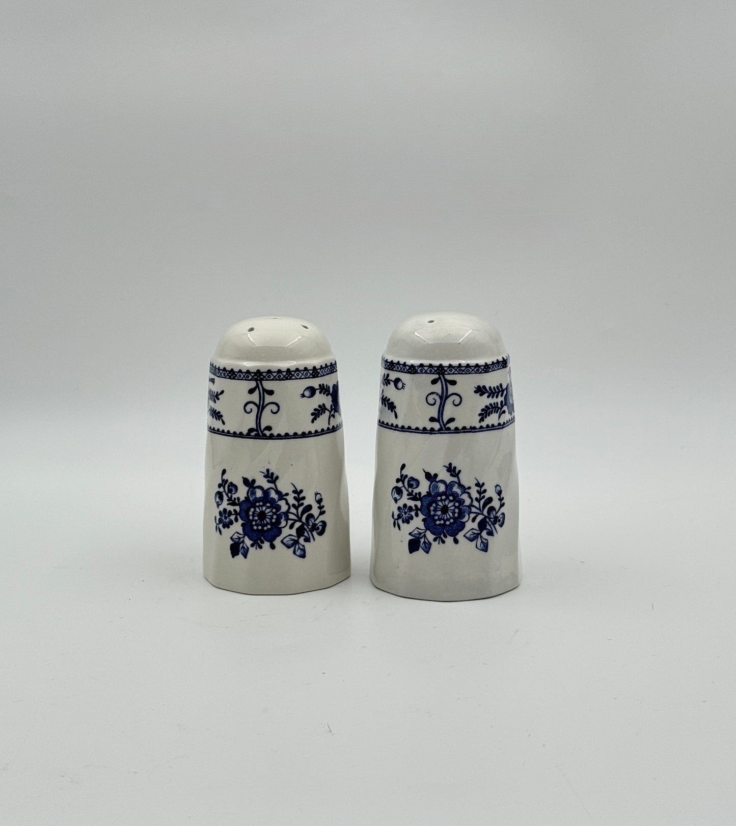 Johnson Bros. “Indies” Salt & Pepper Shakers – Blue Floral Ironstone