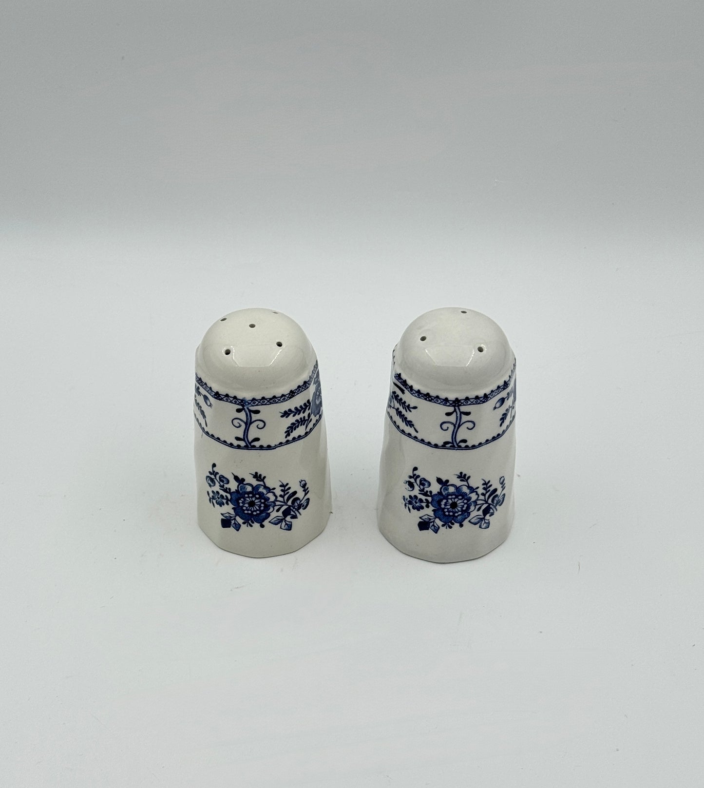 Johnson Bros. “Indies” Salt & Pepper Shakers – Blue Floral Ironstone