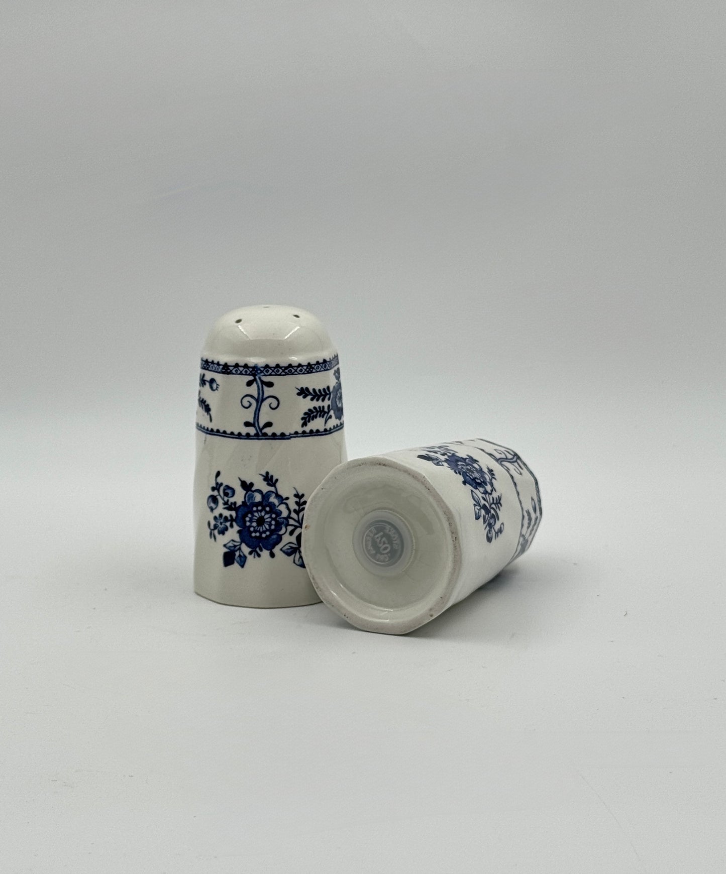 Johnson Bros. “Indies” Salt & Pepper Shakers – Blue Floral Ironstone