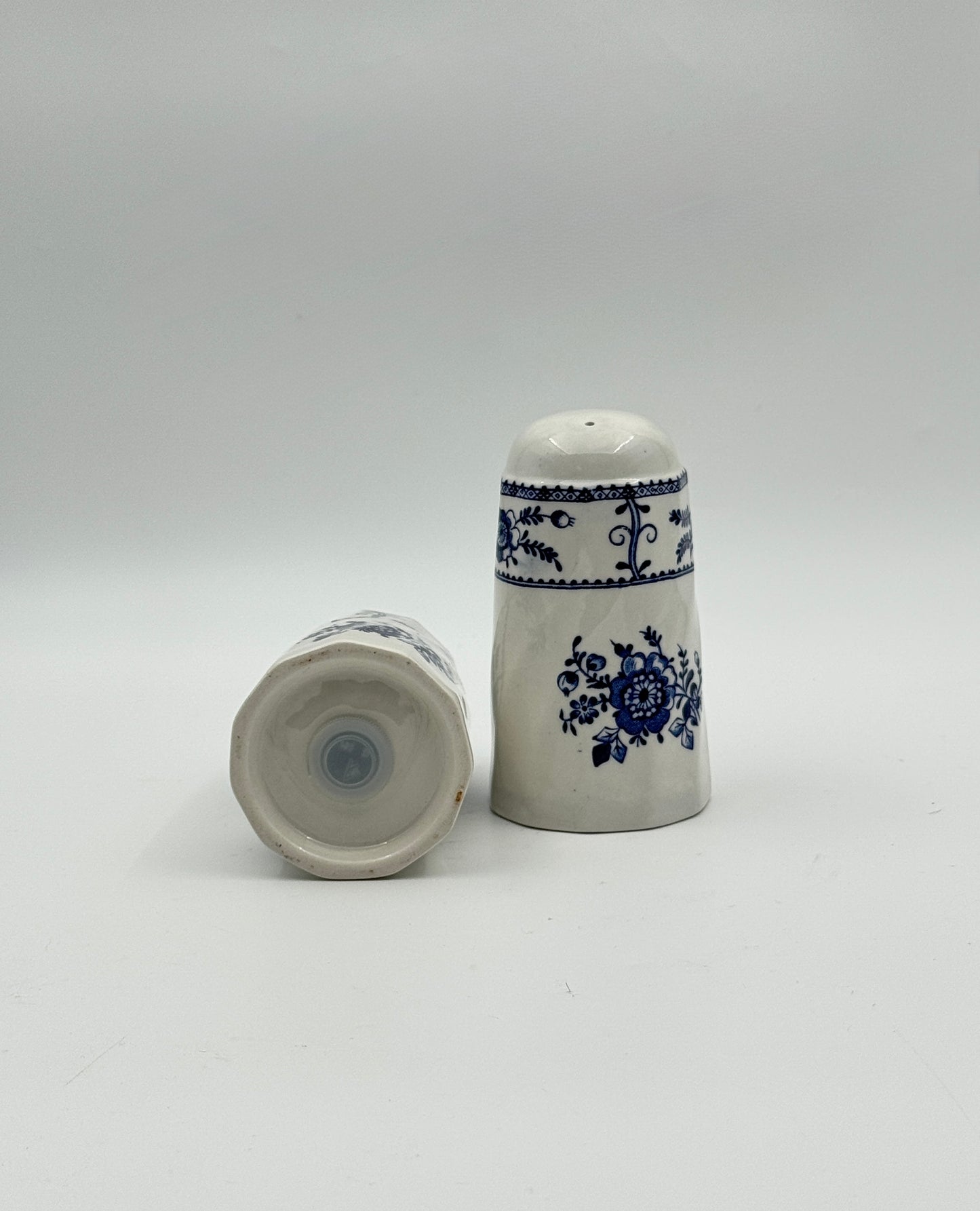 Johnson Bros. “Indies” Salt & Pepper Shakers – Blue Floral Ironstone