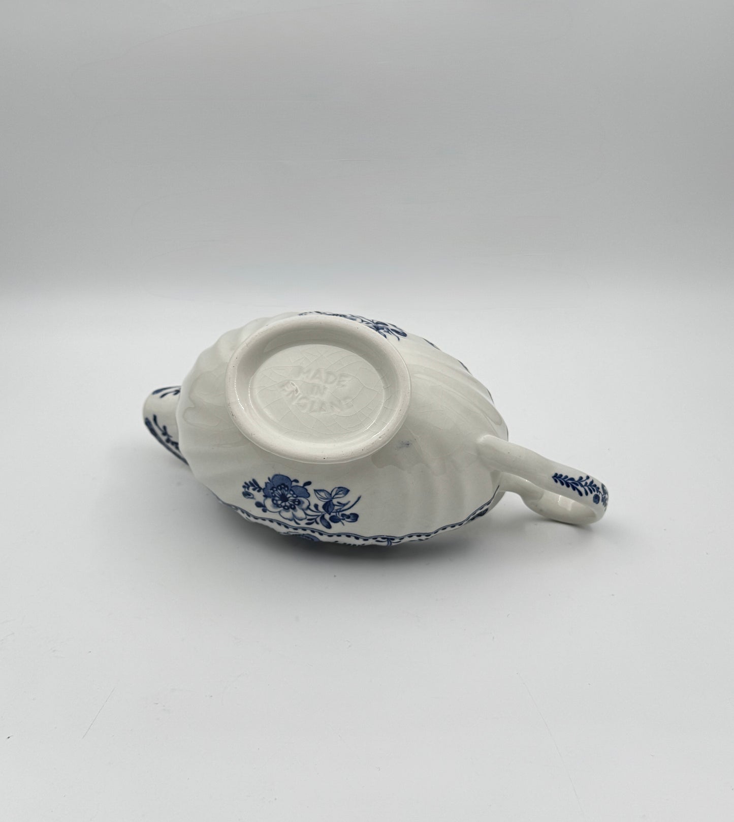 Johnson Bros. “Indies” Gravy Boat with Underplate – Blue Floral Ironstone – England