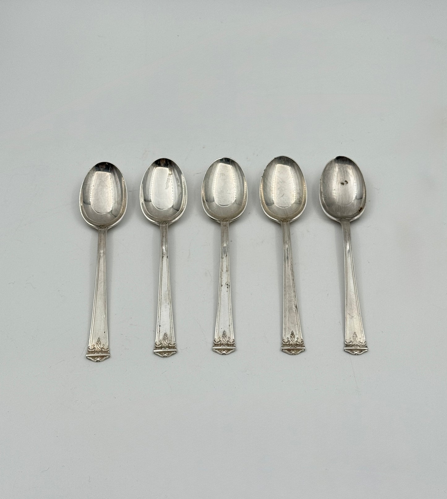 Set of 5 Sterling Silver Teaspoons – “Trianon” by Simpson, Hall & Miller