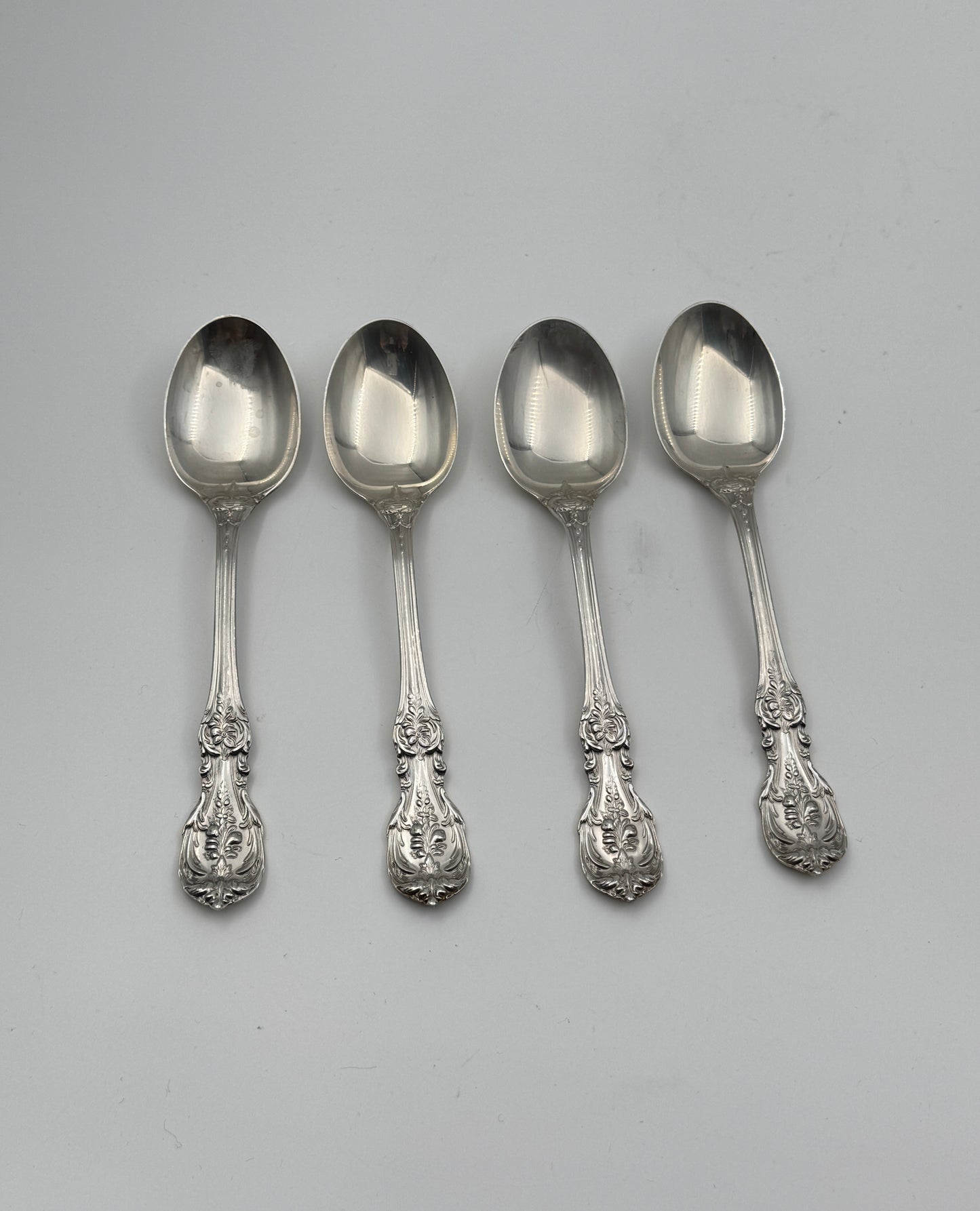 Set of 4 Reed & Barton Francis I Sterling Silver Oval Soup Spoons