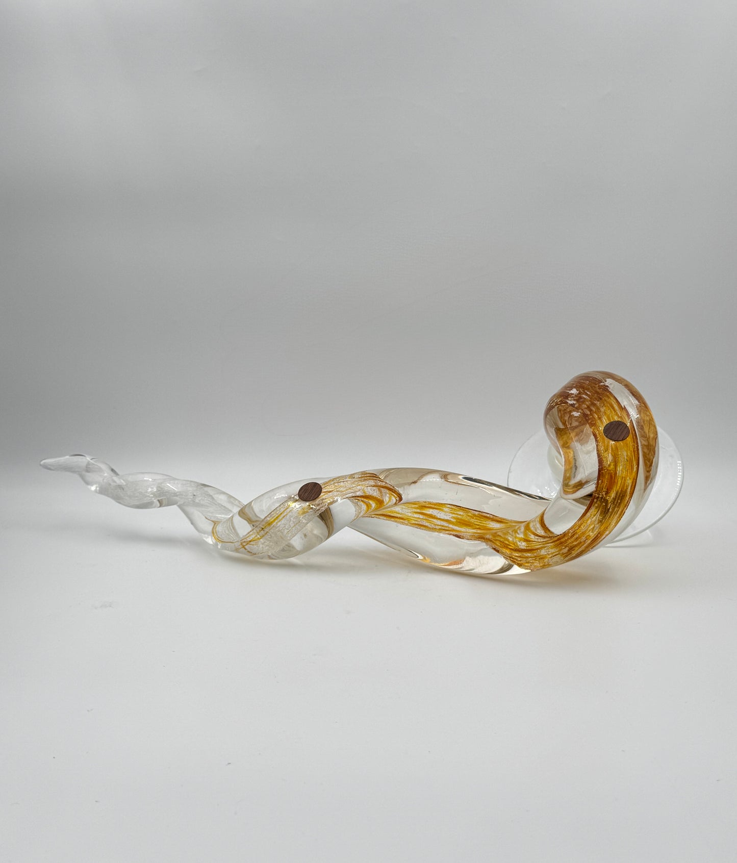 Pair of Art Glass Candle Holders by John Paul Robinson – Twisted Amber & Clear Design