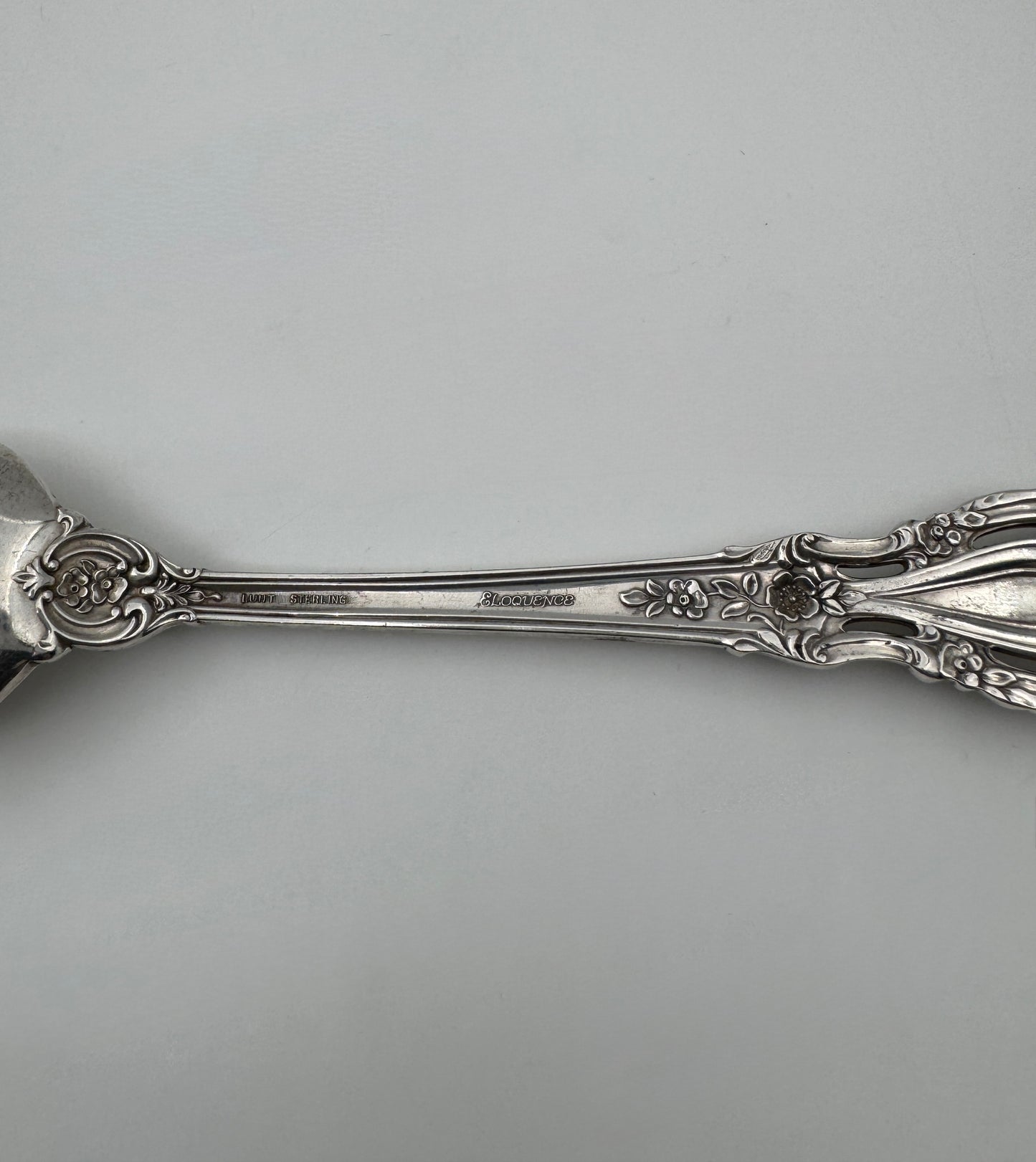 Lunt Sterling Silver Pierced Serving Spoon – “Eloquence” Pattern