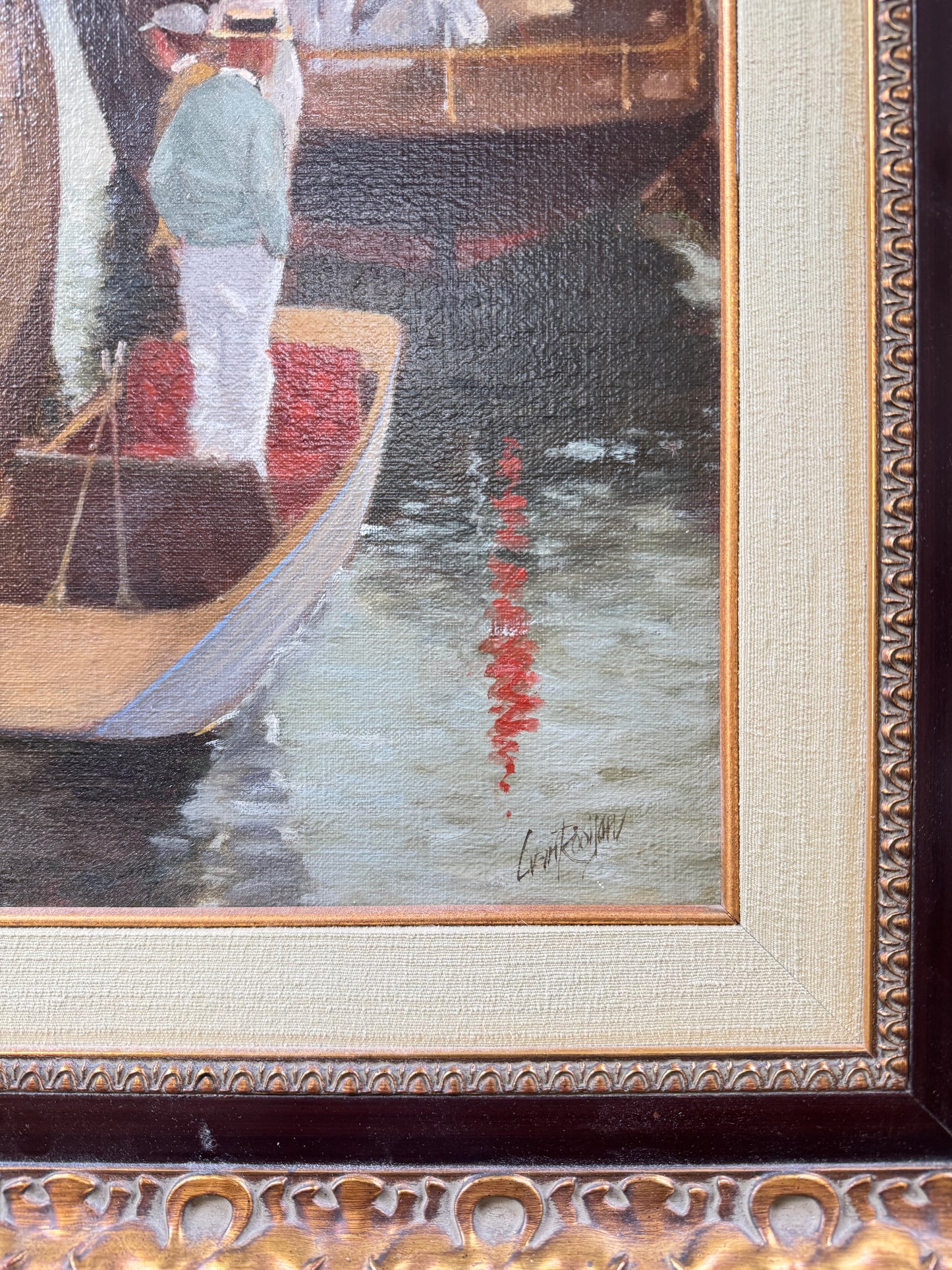 Liam Rooijar “Boating on the Afternoon Canals” – Framed Oil on Canvas