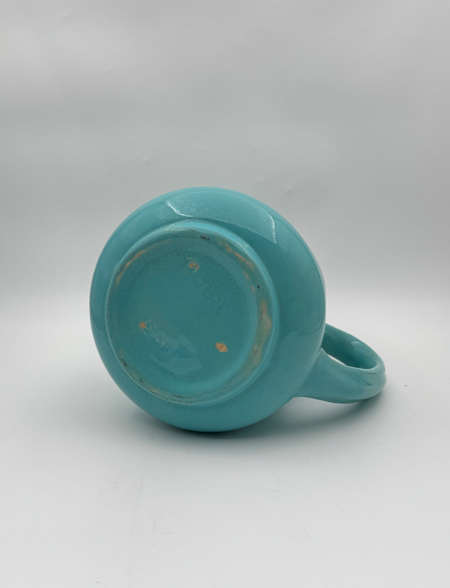 Mid-Century Padre Pottery Ribbed Pitcher – Turquoise Gloss Glaze – Marked “258”