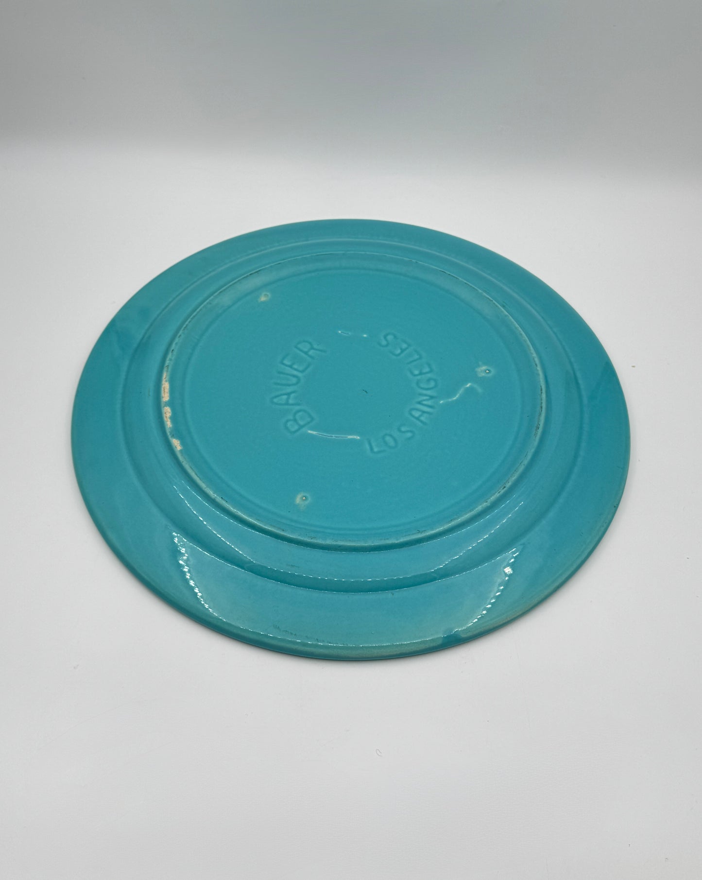 Bauer Pottery Ringware Platter – Turquoise – Marked Los Angeles