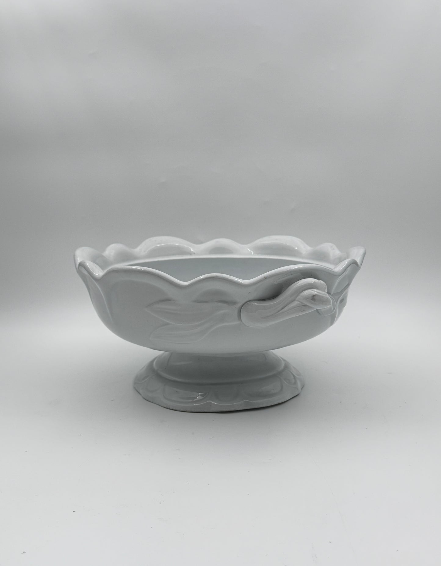Footed Ironstone Bowl with Handles