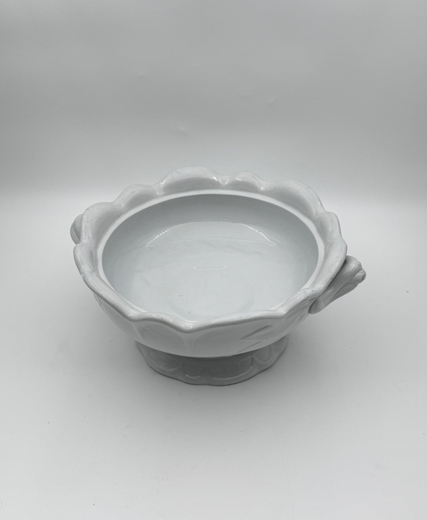 Footed Ironstone Bowl with Handles