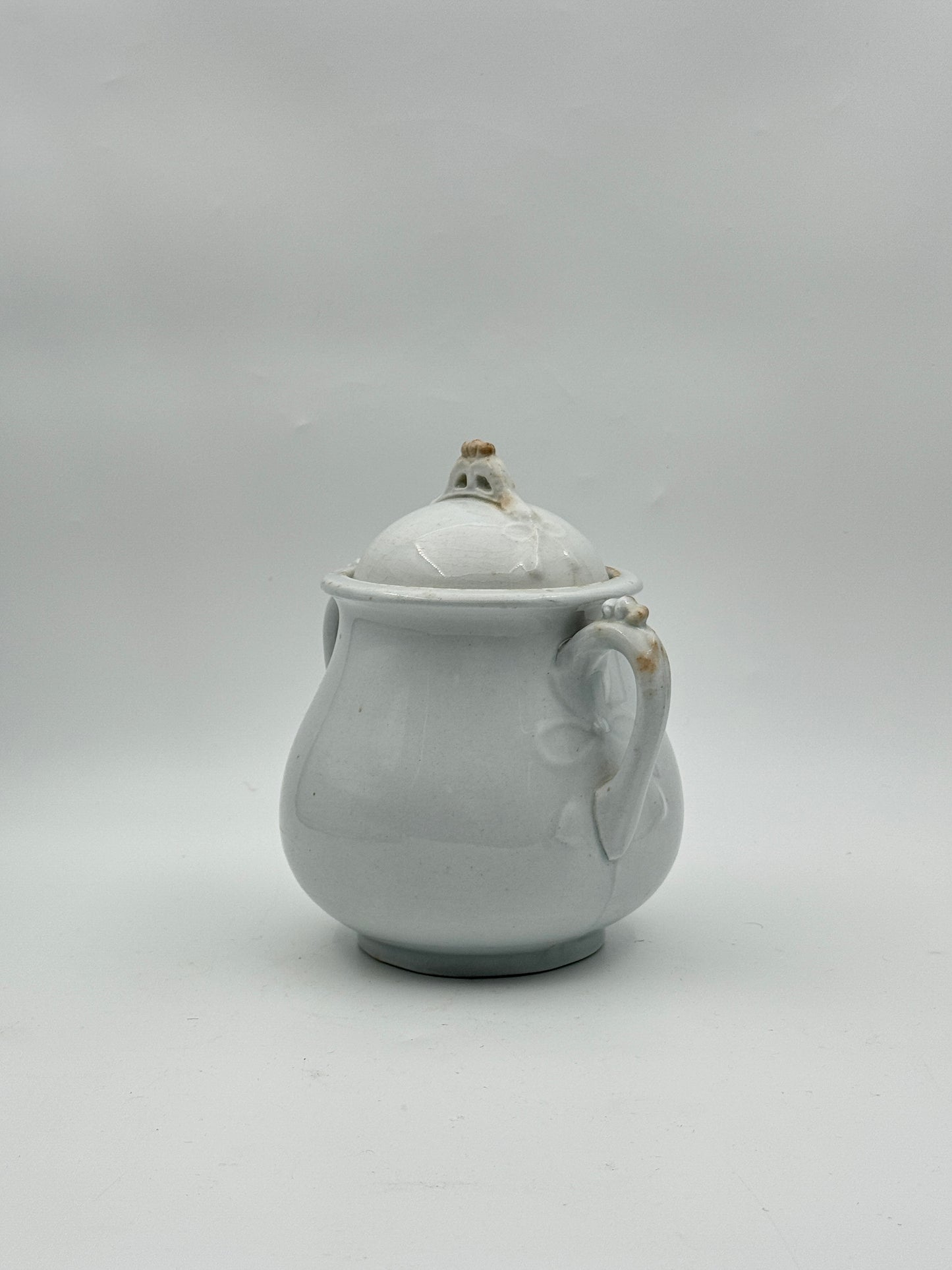 Royal Patent Ironstone Sugar Bowl – Burgess & Goddard – Double Handle with Bow Detail – England