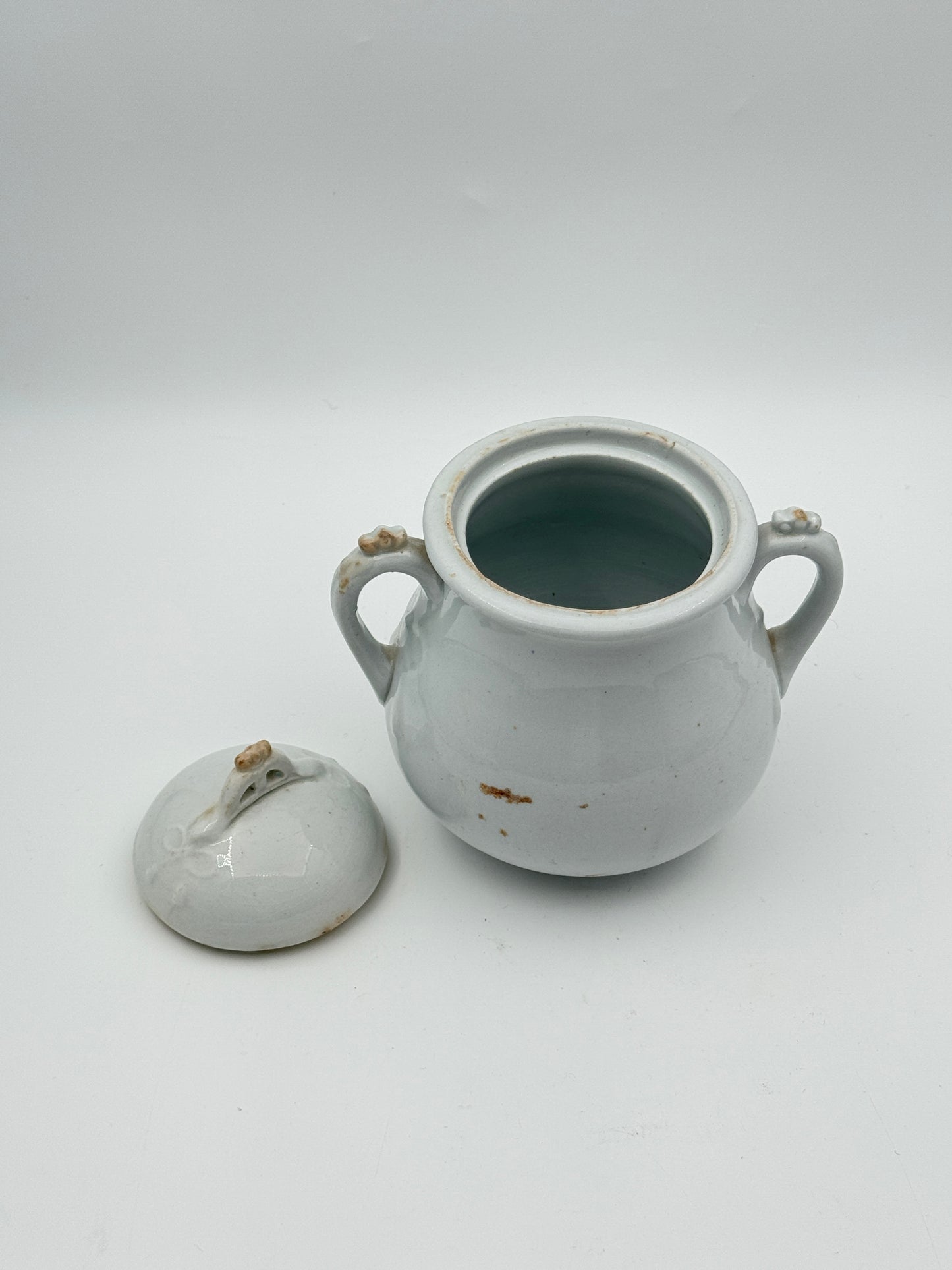 Royal Patent Ironstone Sugar Bowl – Burgess & Goddard – Double Handle with Bow Detail – England