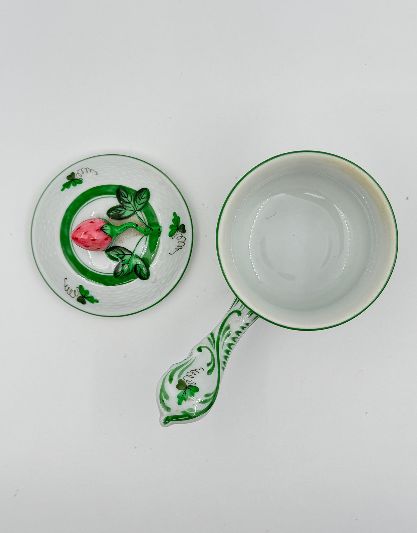 Herend Vienna Rose Porcelain Pot de Creme with Handle