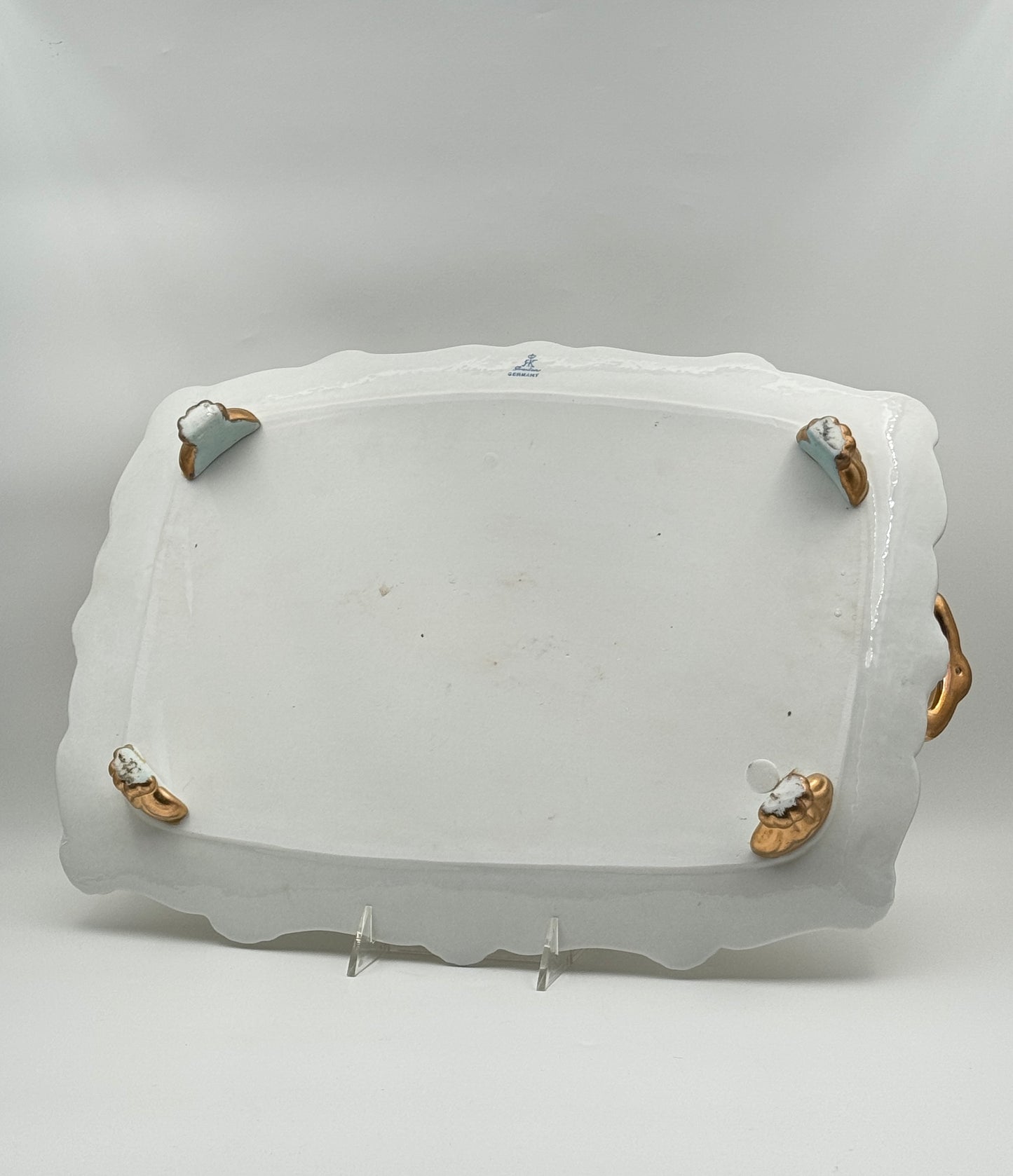 Dresden Porcelain Tea Service – Hand-Painted Floral & Gilt – 8 Pieces with Tray – Germany