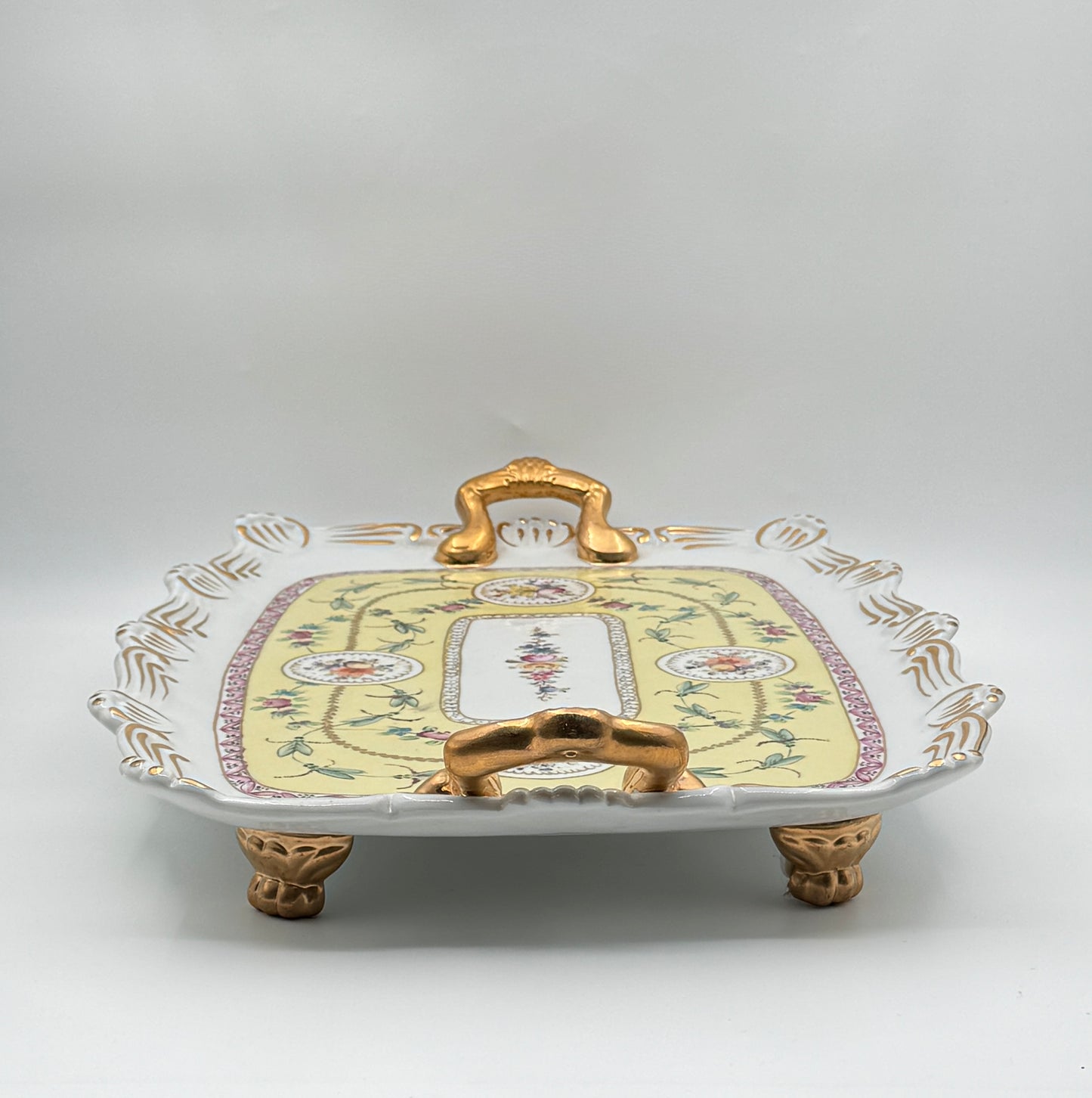 Dresden Porcelain Tea Service – Hand-Painted Floral & Gilt – 8 Pieces with Tray – Germany