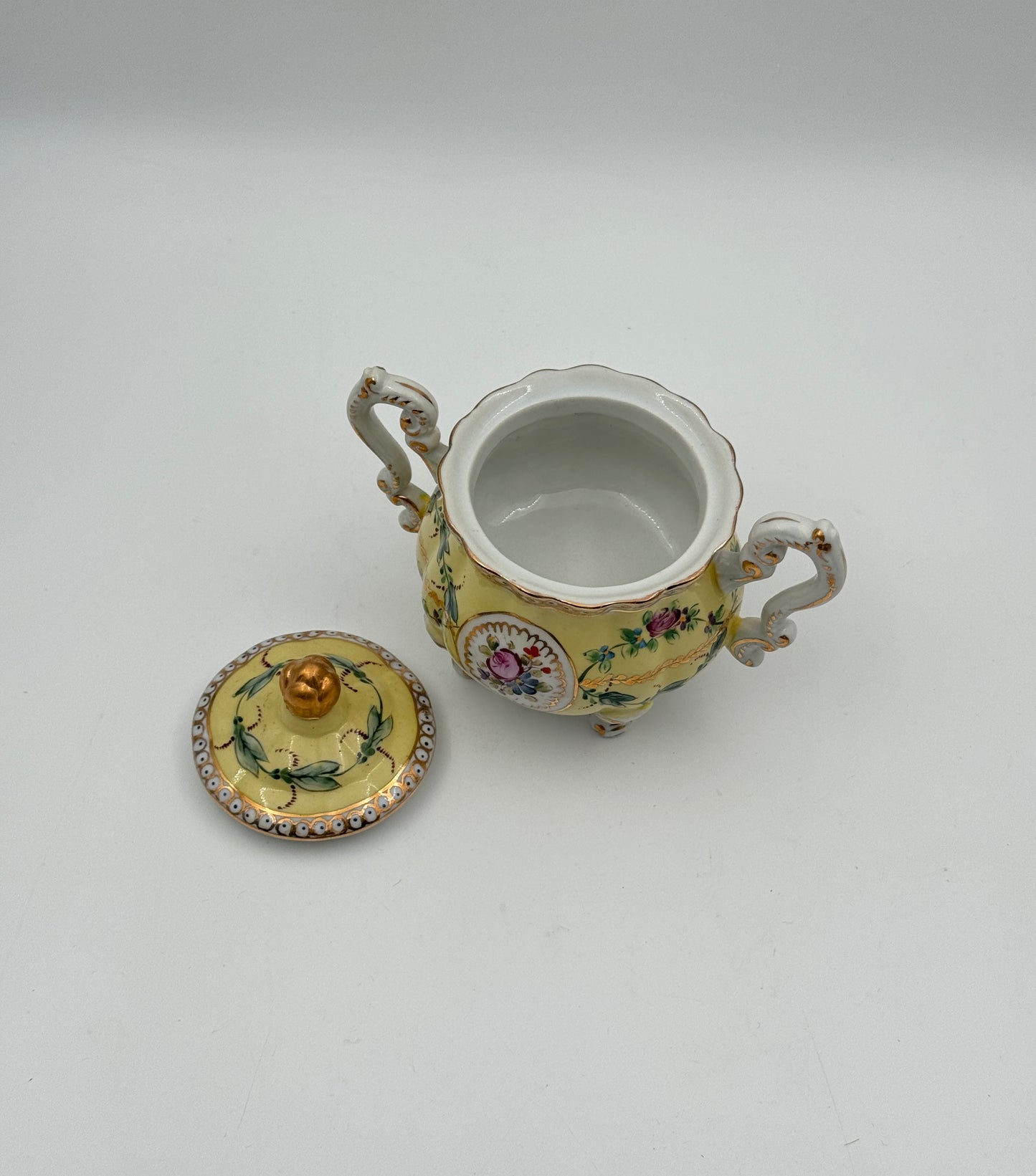 Dresden Porcelain Tea Service – Hand-Painted Floral & Gilt – 8 Pieces with Tray – Germany