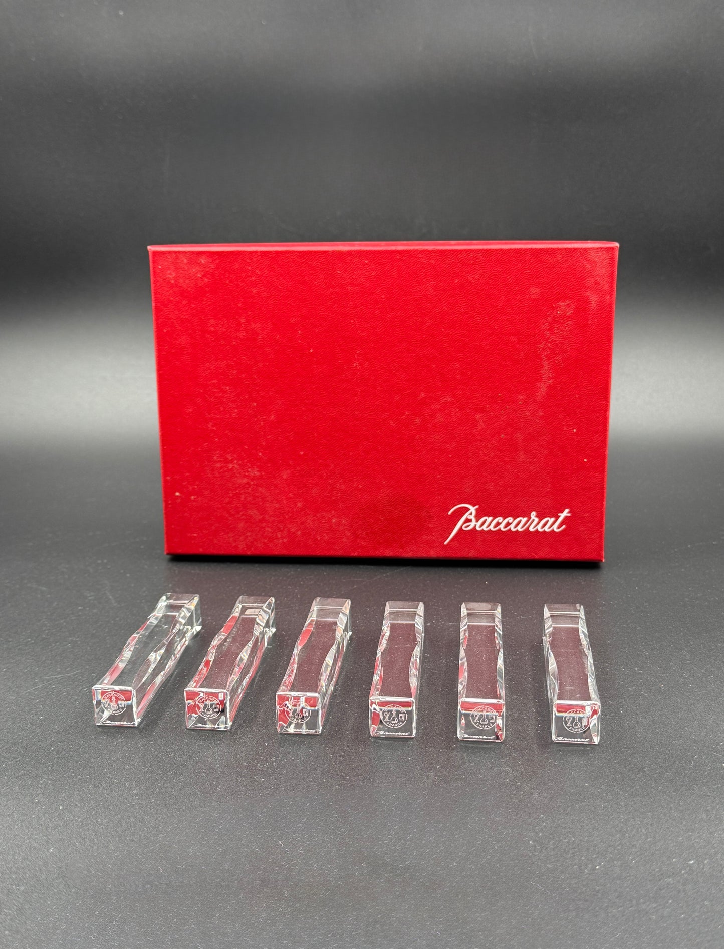 Baccarat Crystal Knife Rests – Set of 6 with Box