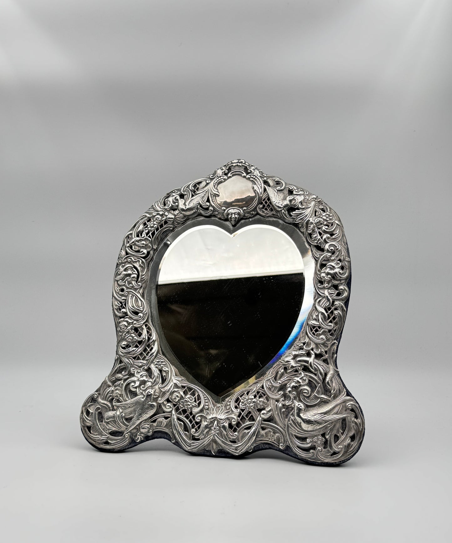 Antique English Sterling Silver Heart-Shaped Mirror – Wm. Comyns, London 1895