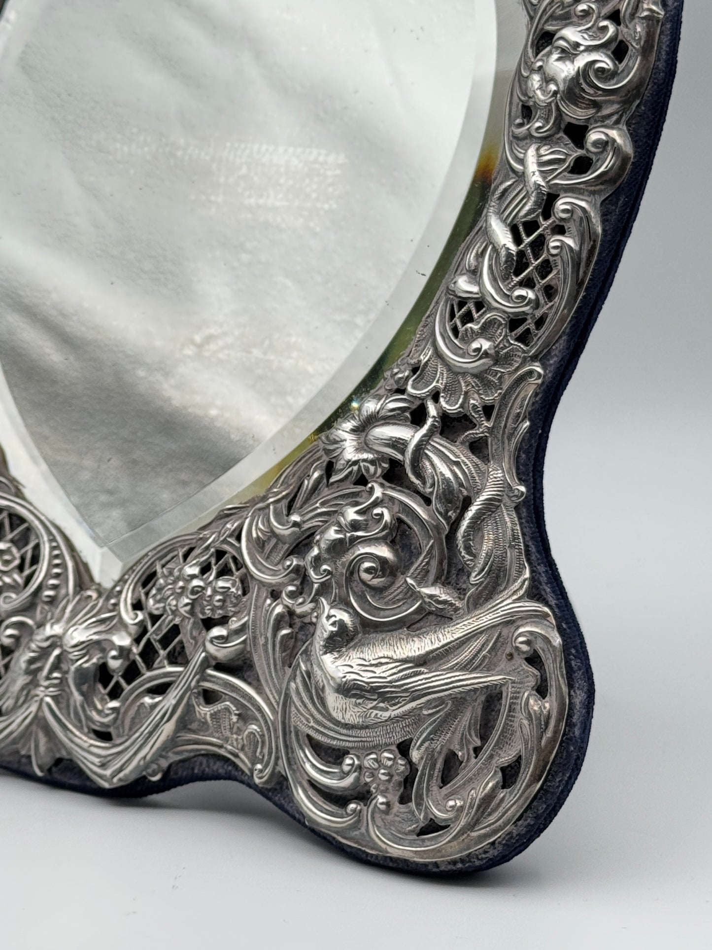 Antique English Sterling Silver Heart-Shaped Mirror – Wm. Comyns, London 1895