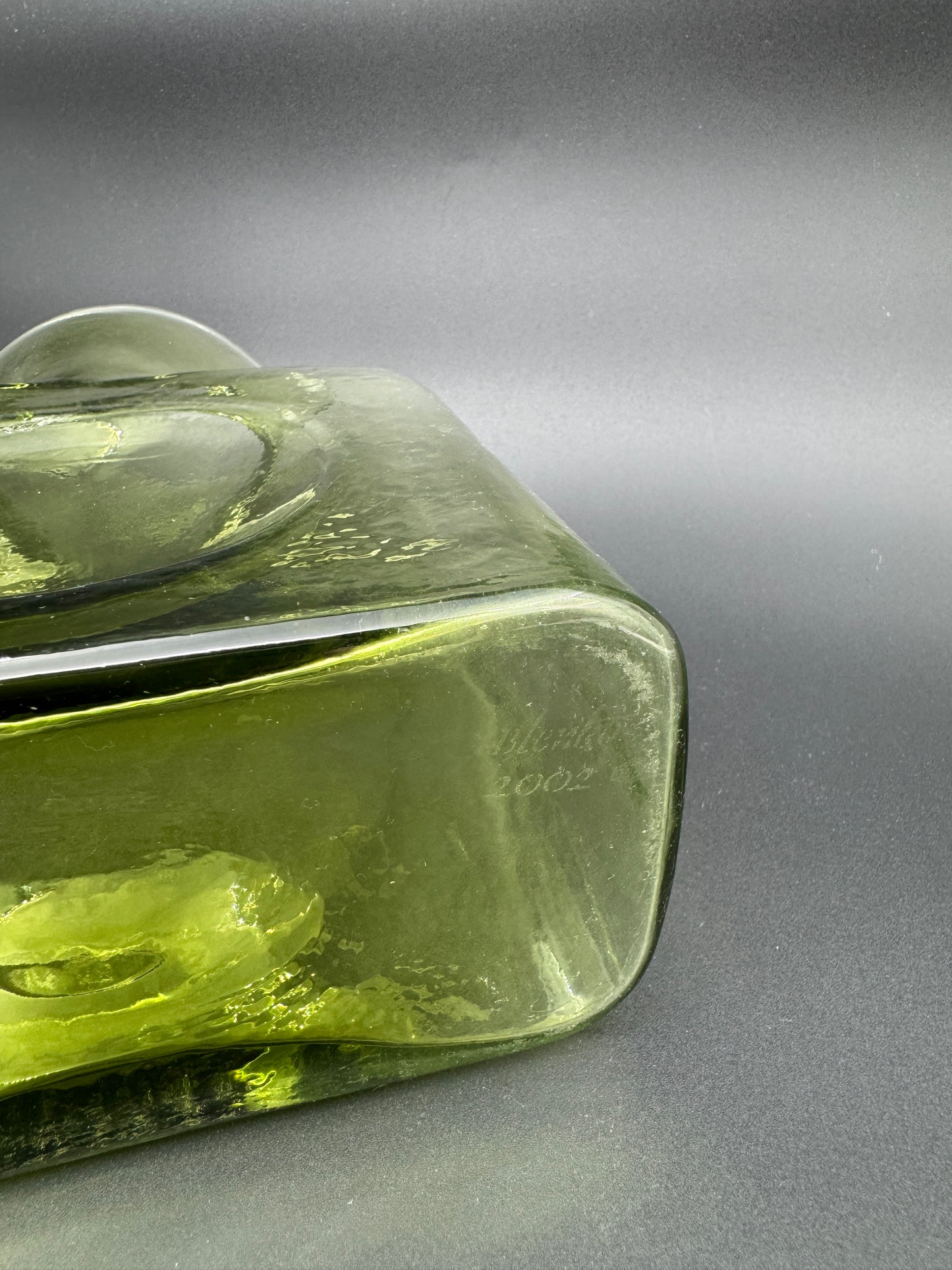 Blenko Green Glass Water Bottle – Signed 2002