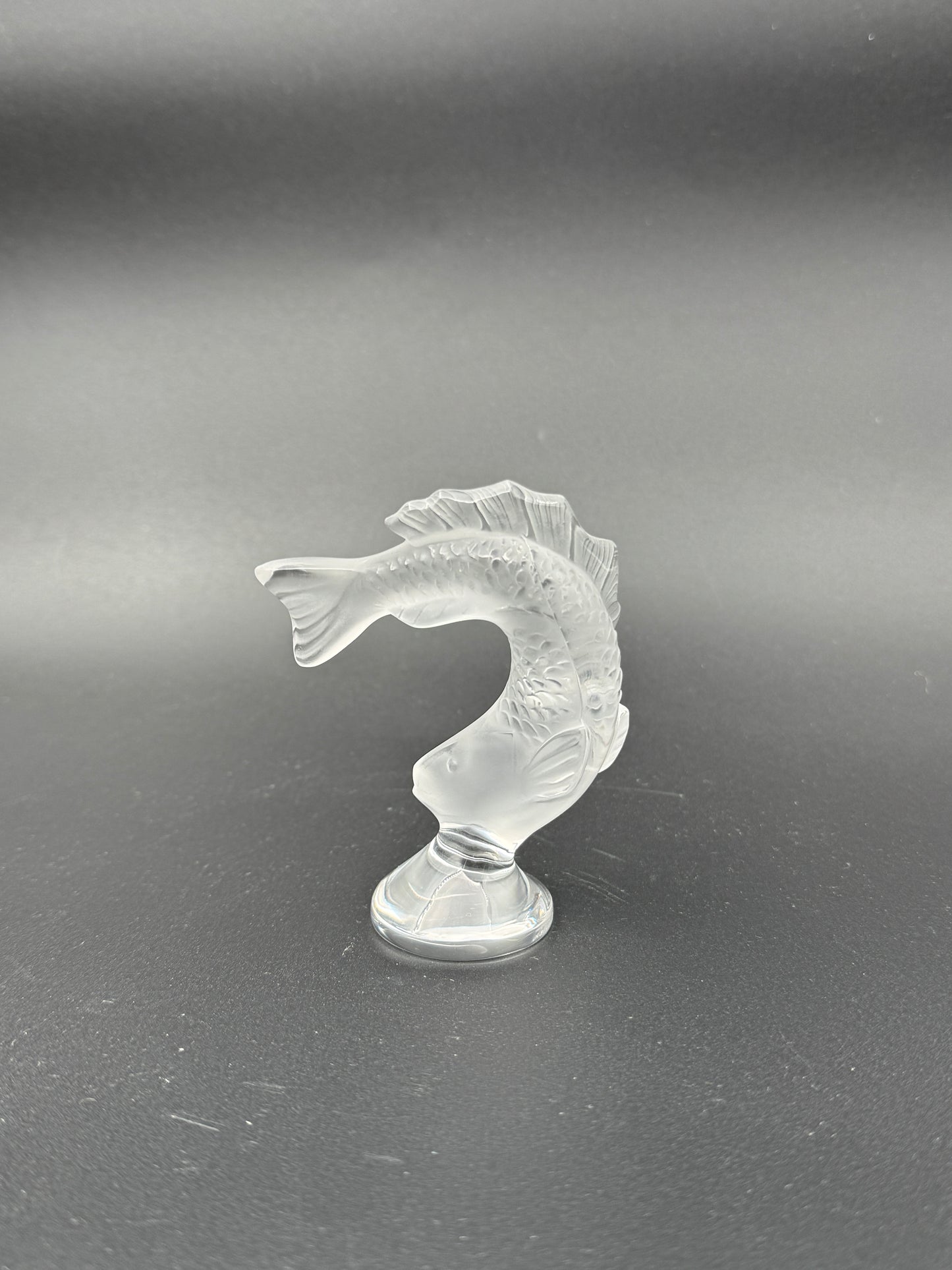 Lalique Crystal Leaping Koi Fish Figurine – Clear Frosted