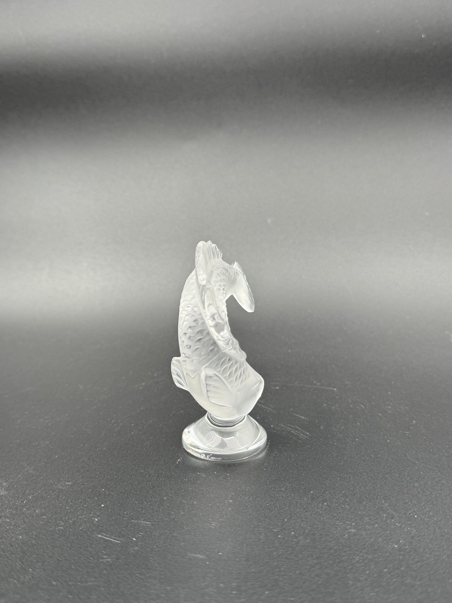 Lalique Crystal Leaping Koi Fish Figurine – Clear Frosted