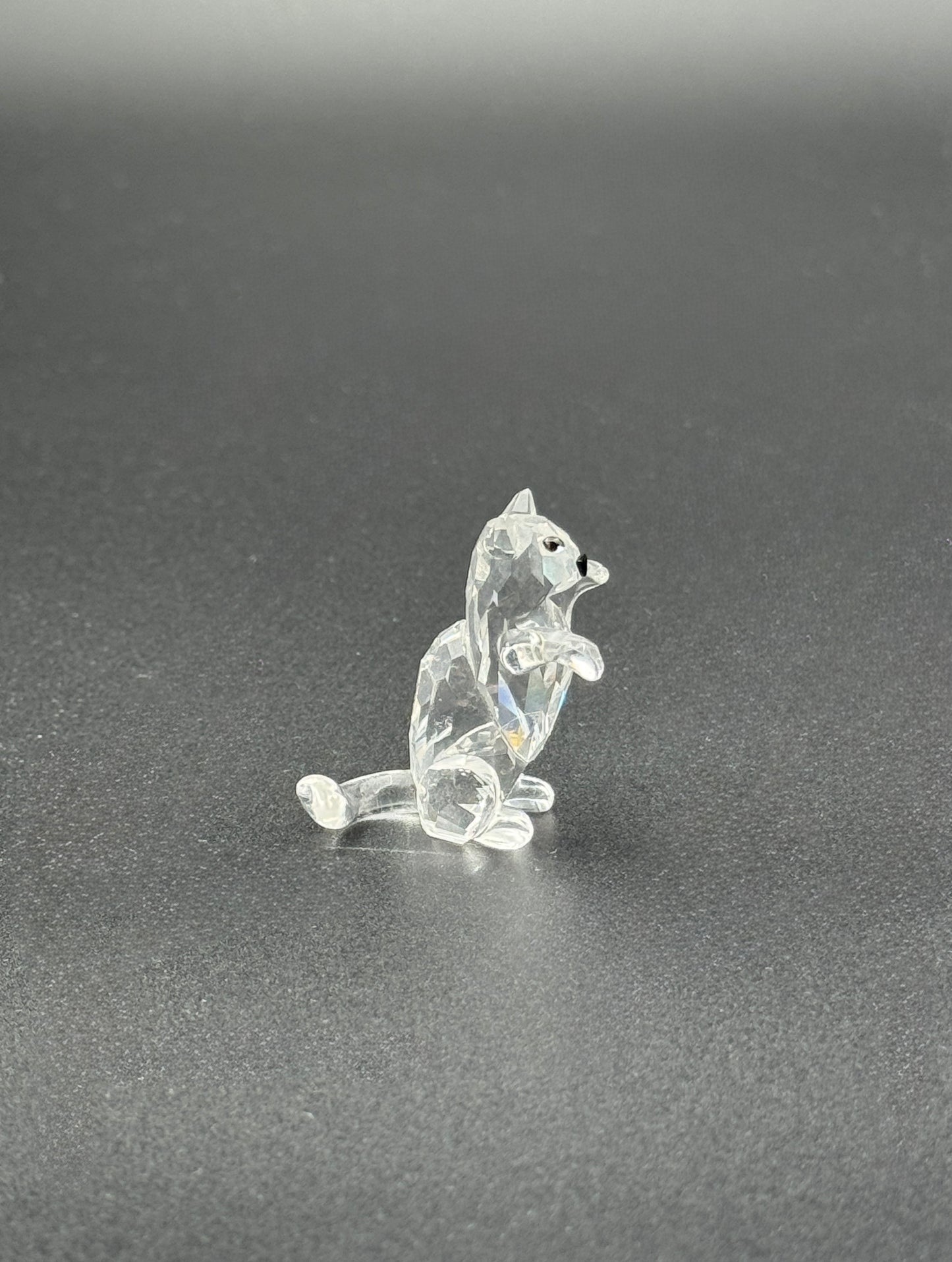 Swarovski Mini Crystal Cat Figurine – Faceted Clear Glass