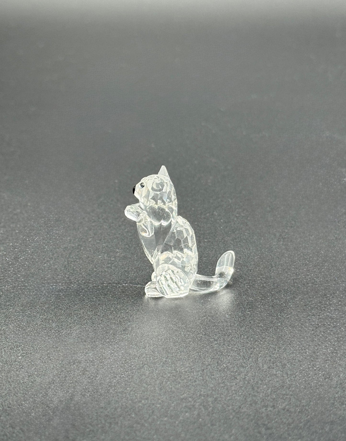 Swarovski Mini Crystal Cat Figurine – Faceted Clear Glass