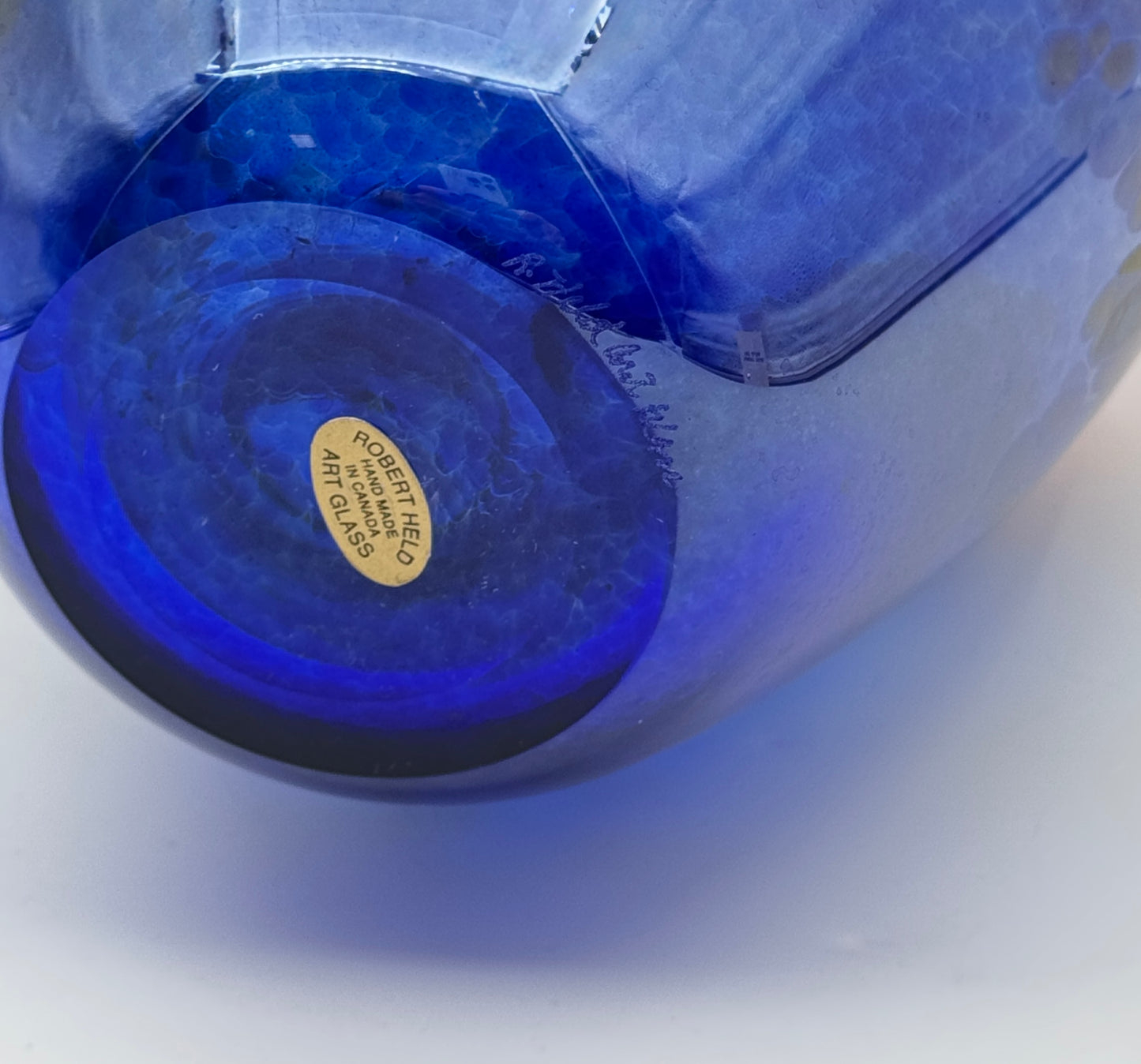 Robert Held Hand-Blown Iridescent Vase Yellow Green Pink Blue Art