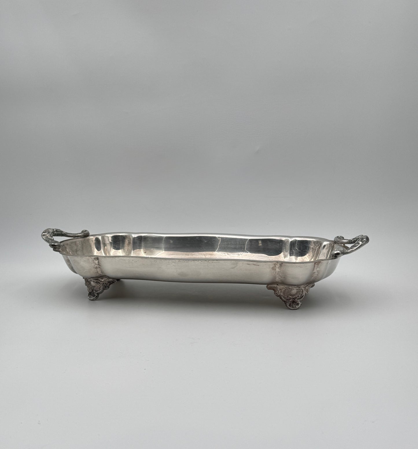 Silverplate Rectangular Footed Serving Dish with Handles