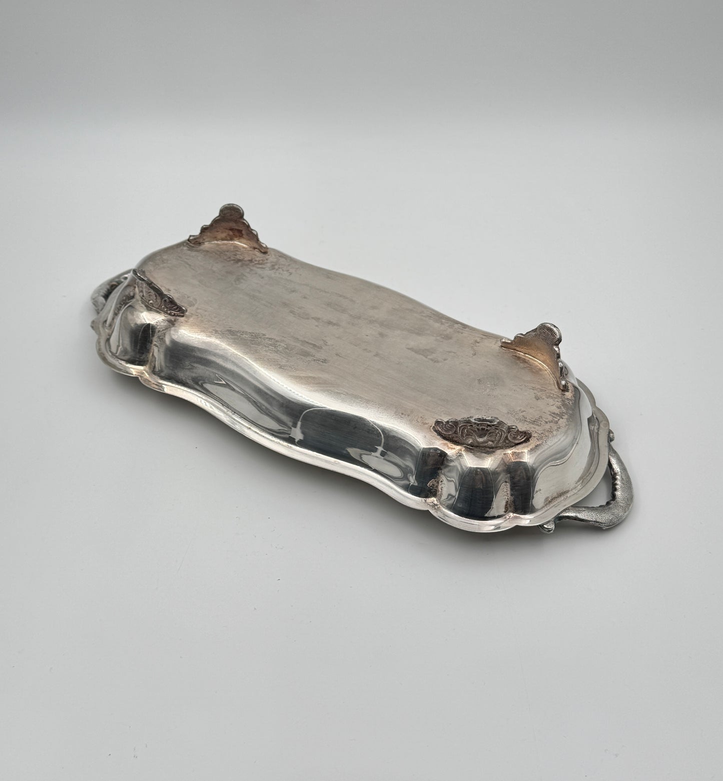 Silverplate Rectangular Footed Serving Dish with Handles