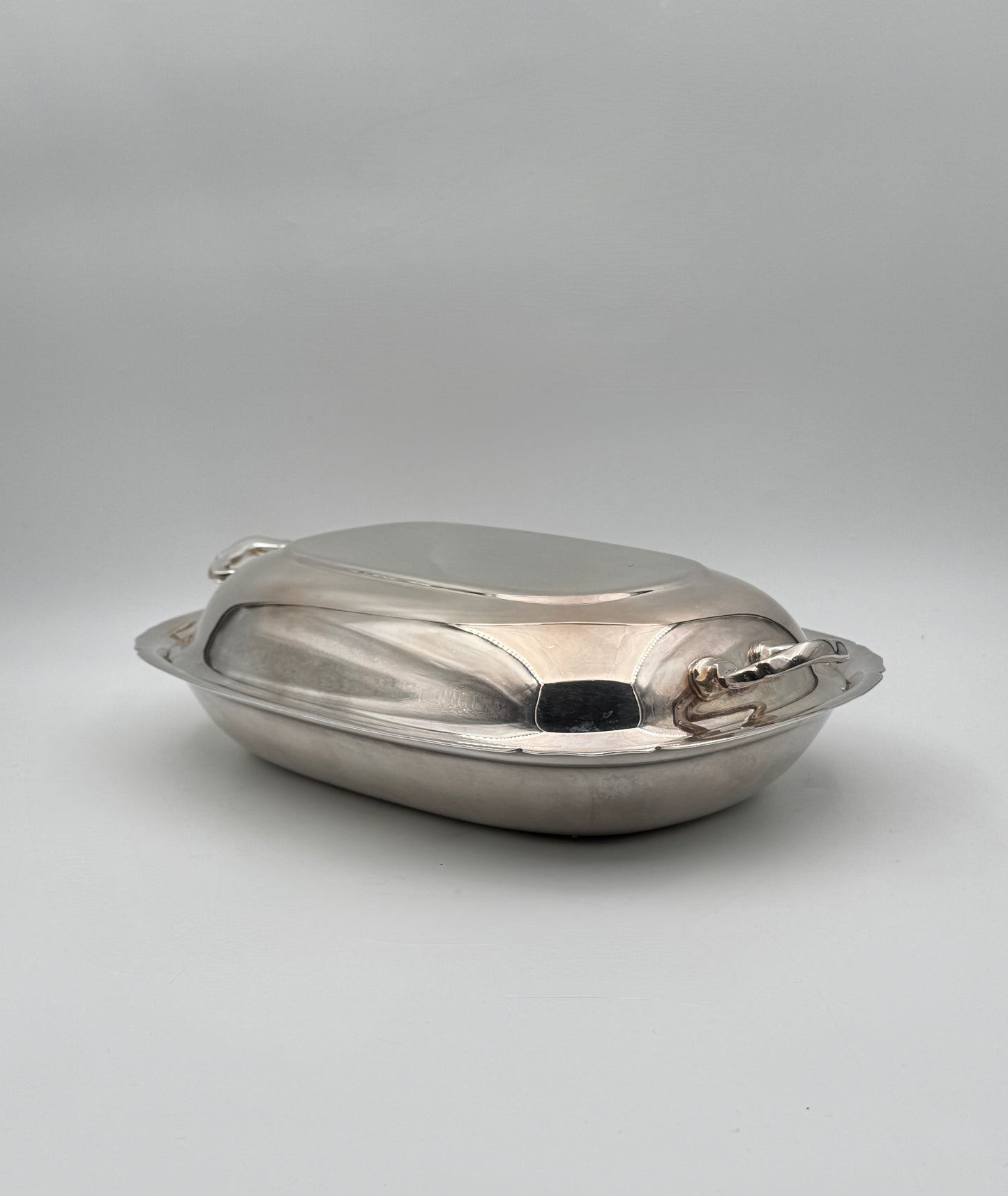 Silverplate Rectangular Covered Serving Dish with Side Handles